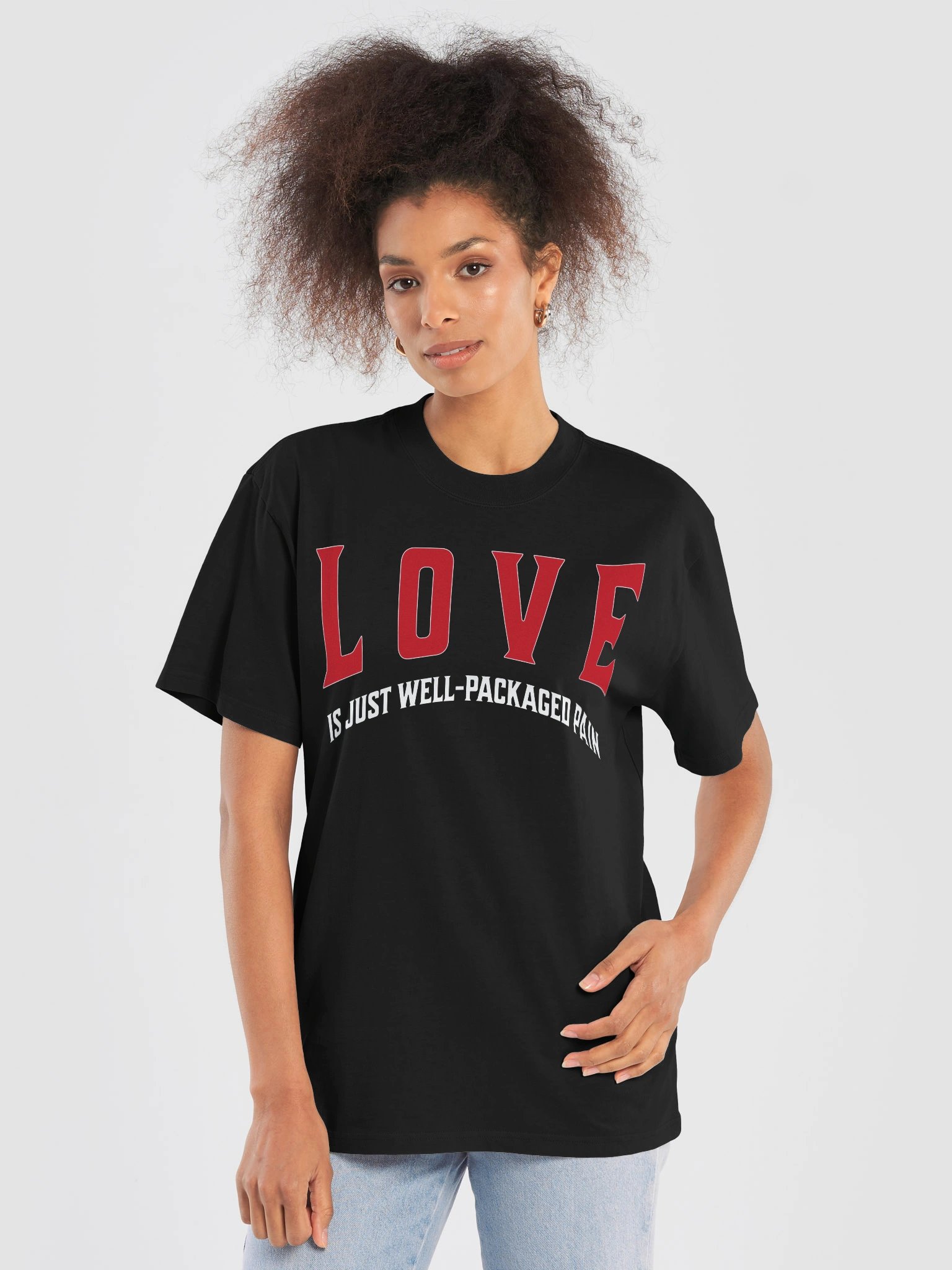 LOVE IS JUST WELL-PACKAGED PAIN — Oversized Tee product image (1)