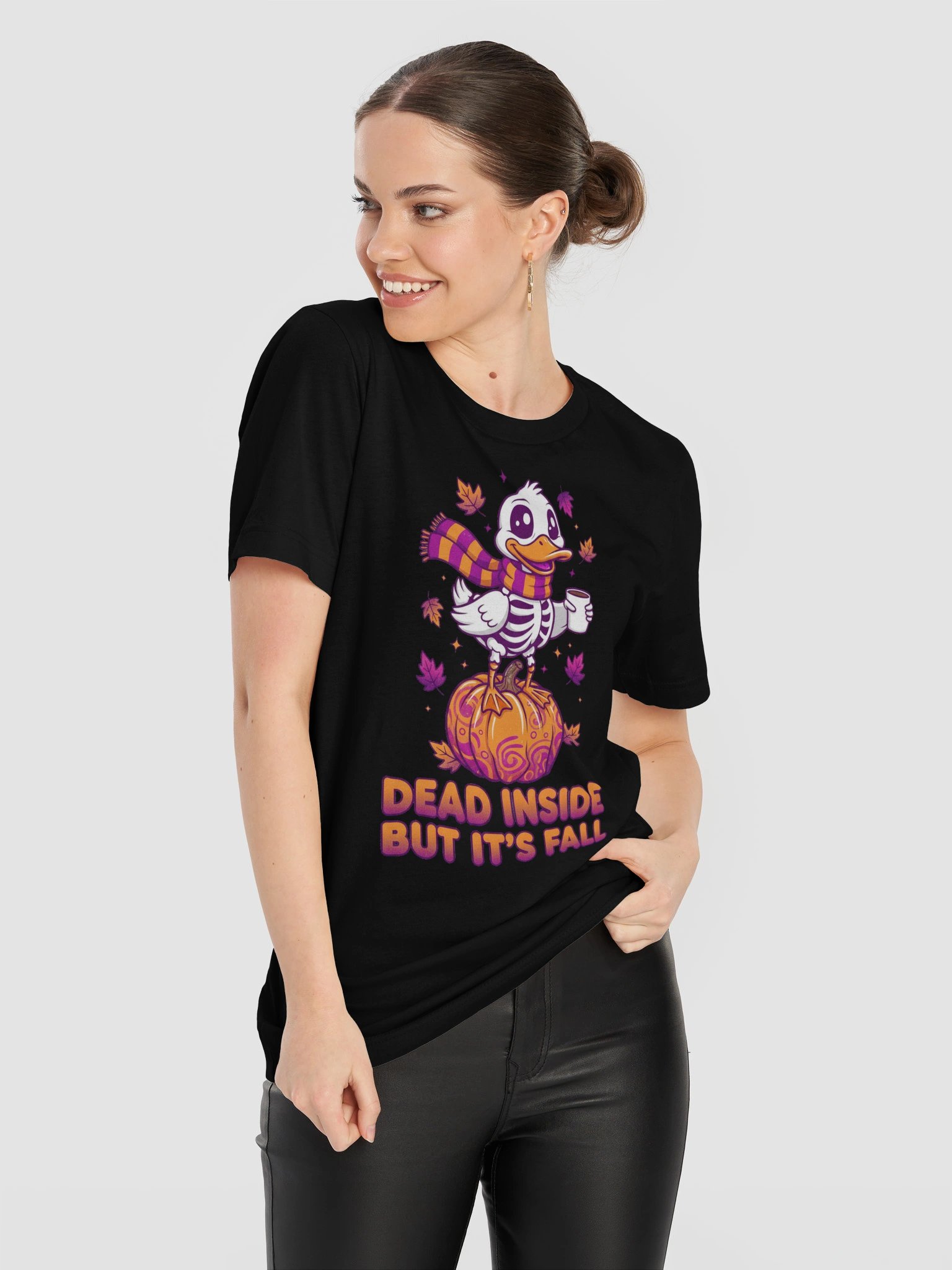 Dead Inside But It's Fall Skeleton Duck Halloween Tee product image (11)