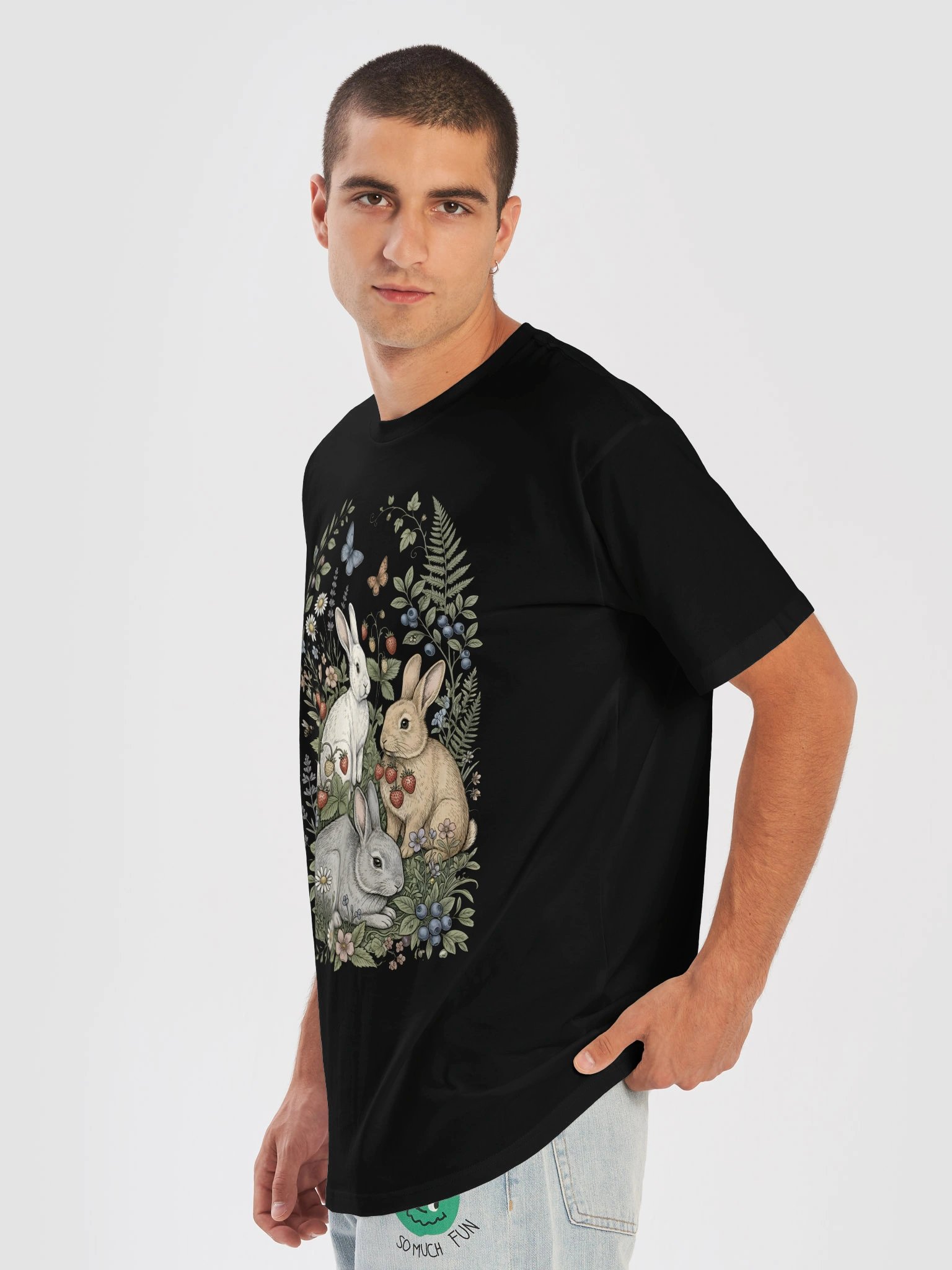 Vintage Bunny Garden T-Shirt – Cute Rabbit Botanical Design – Unisex product image (41)