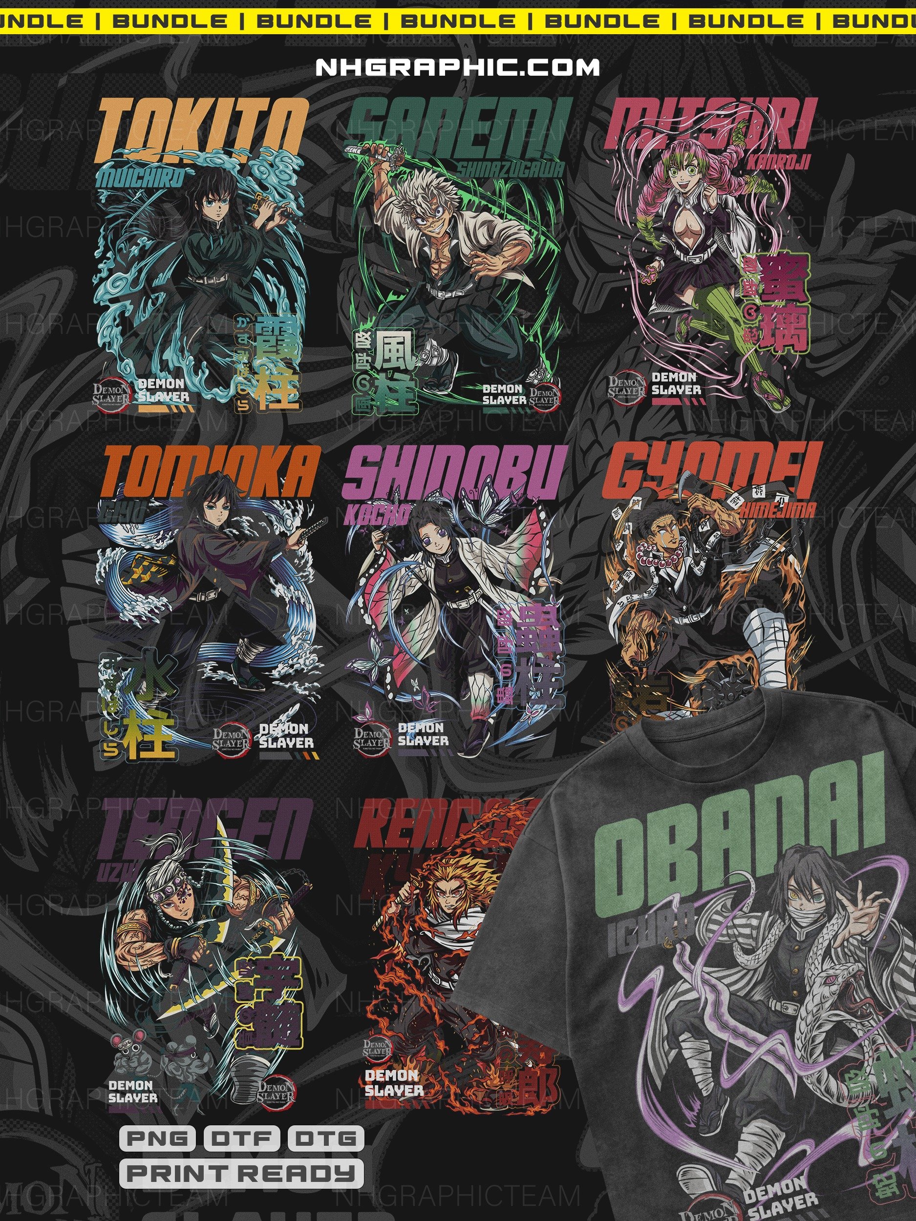 Hashira Halftone Demon Slayer DTF & DTG Bundle product image (1)