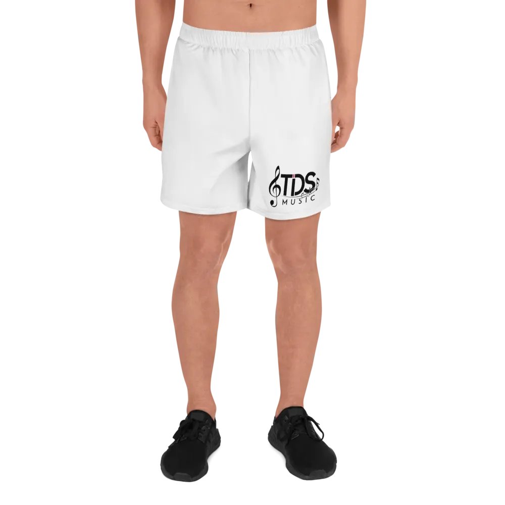 TDS Music Unisex Athletic Long Shorts - Exclusive Musical Design, White, Eco-Friendly product image (9)