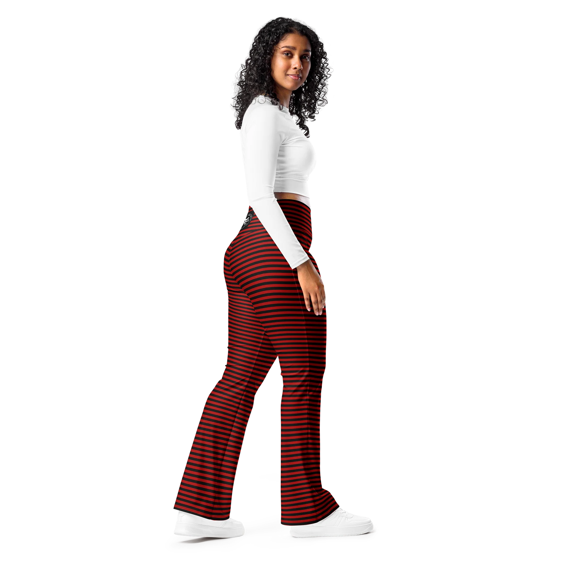 Red and Blaque Stripped Kat Skull Flares product image (9)