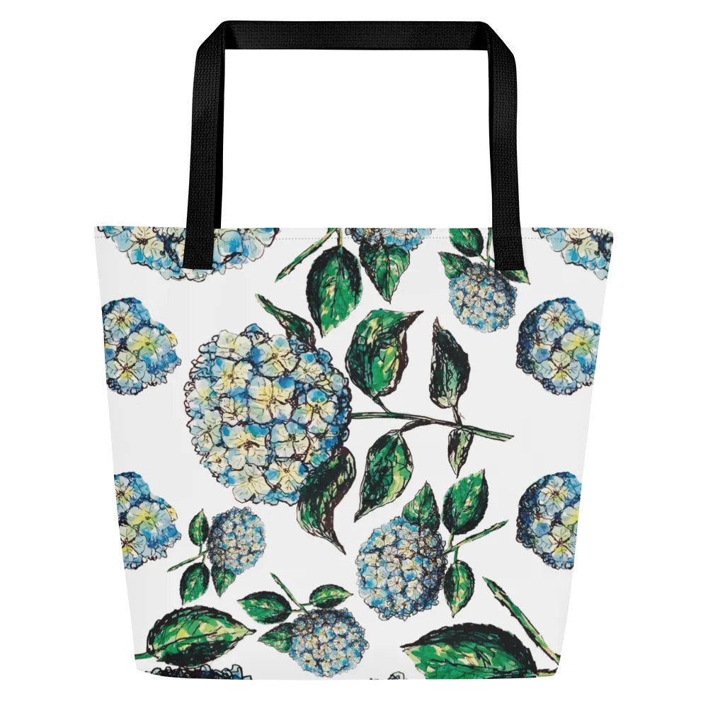 Blue Hydrangeas | Classic Coastal Florals on White | Tote Bag | by Monique Faella Designs™ product image (3)