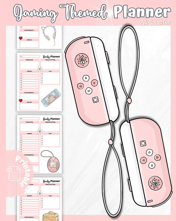 Pink Printable Planner - Gamer Themed product image (1)