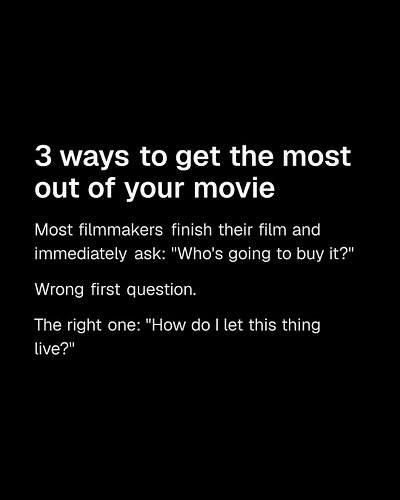 Most filmmakers finish their film and immediately ask: 
