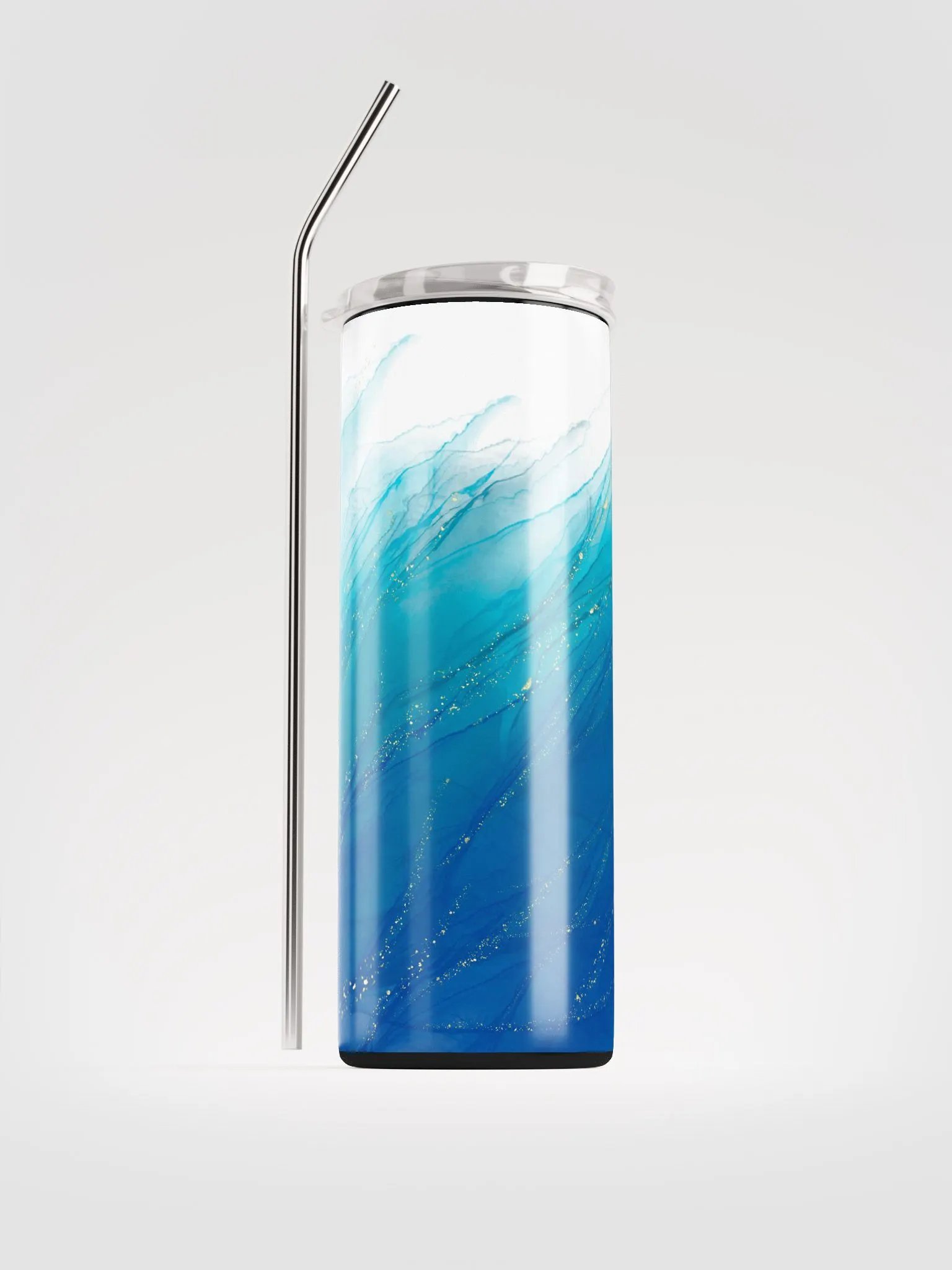 Ocean Dreams: Blue Aqua Tumbler with Golden Whispers product image (1)
