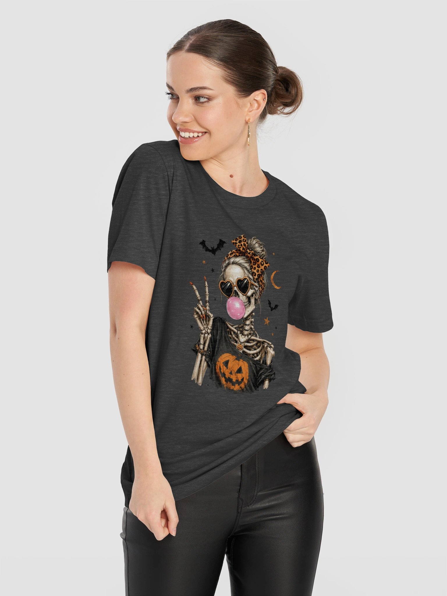 Spooky Skeleton Girl T-Shirt | Girly Halloween Graphic Tee product image (73)