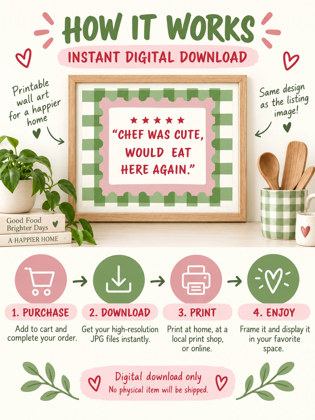 Chef Was Cute Quote | Funny Kitchen Wall Art | Retro Checkered Poster | Foodie Dining Decor | Printable Digital Download product image (3)