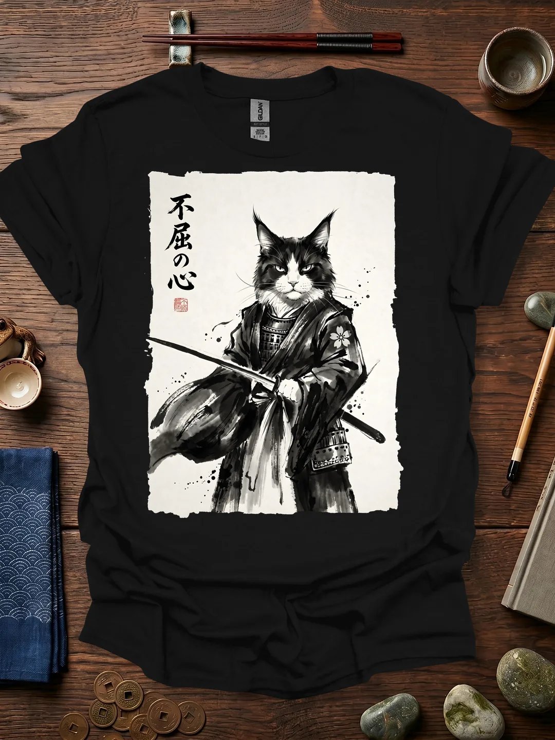 Cat Samurai T-Shirt product image (1)