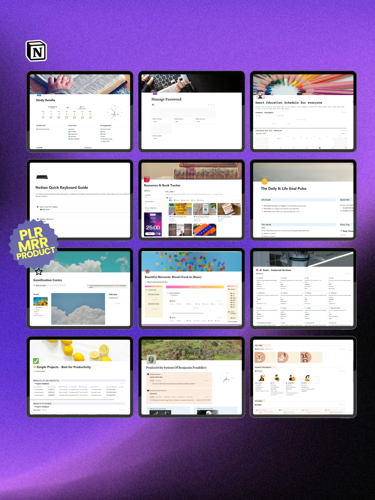 190 Notion PLR Templates & Planners Bundle | PLR Products, Plr Mrr, Master Resell Rights product image (9)