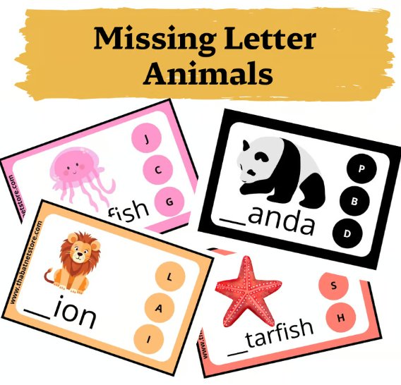 Missing Letter | Animals | 28 cards product image (2)
