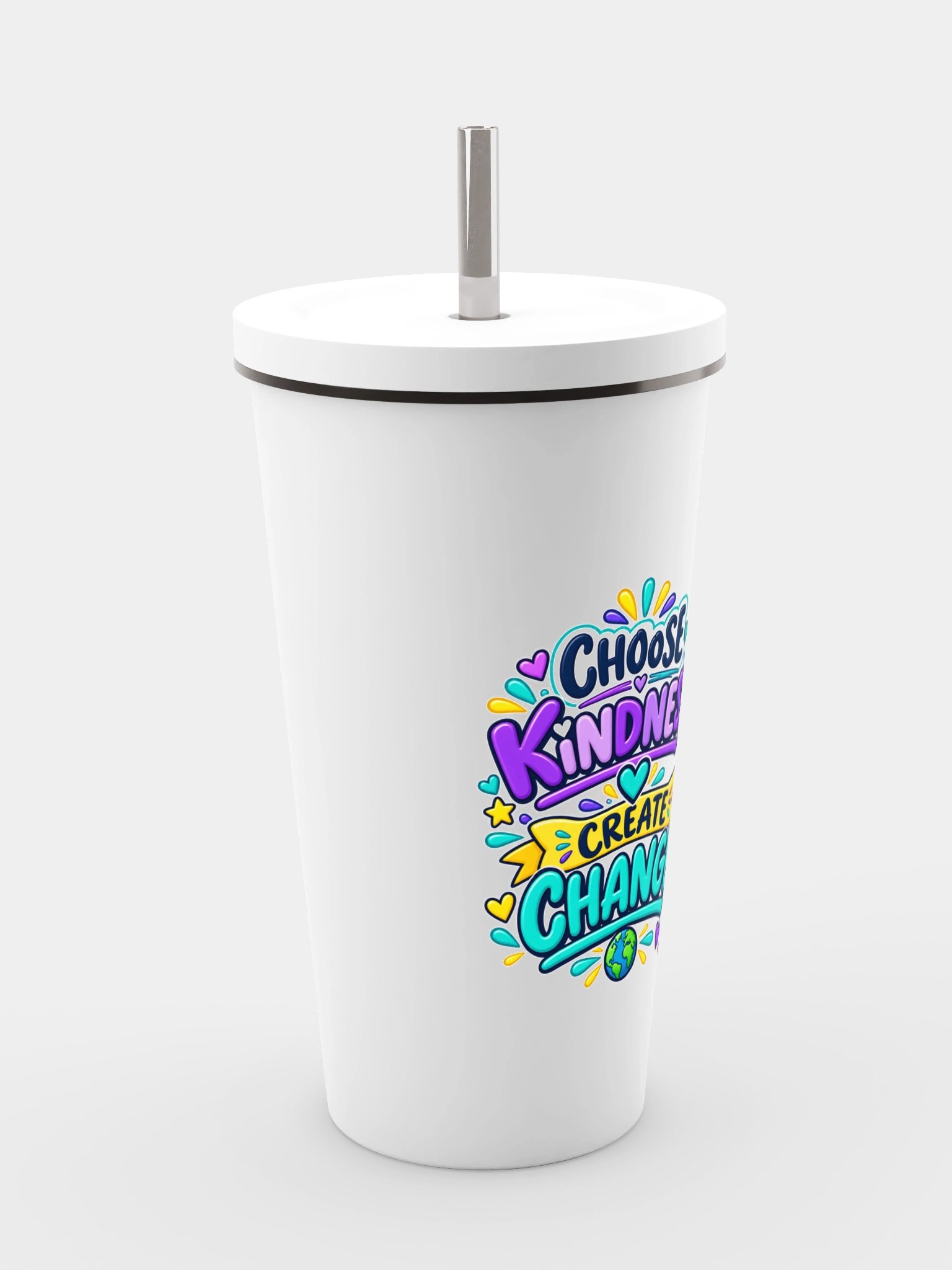Stainless Steel Insulated Inspirational Tumbler with a Straw - Choose Kindness. Create Change. product image (4)