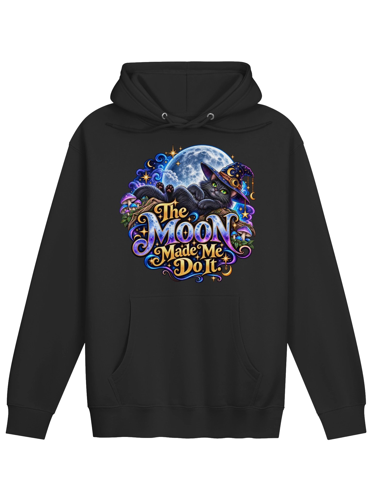 The Moon Made Me Do It - Lane Seven Premium Hoodie - Black Cat & Moon Design product image (5)