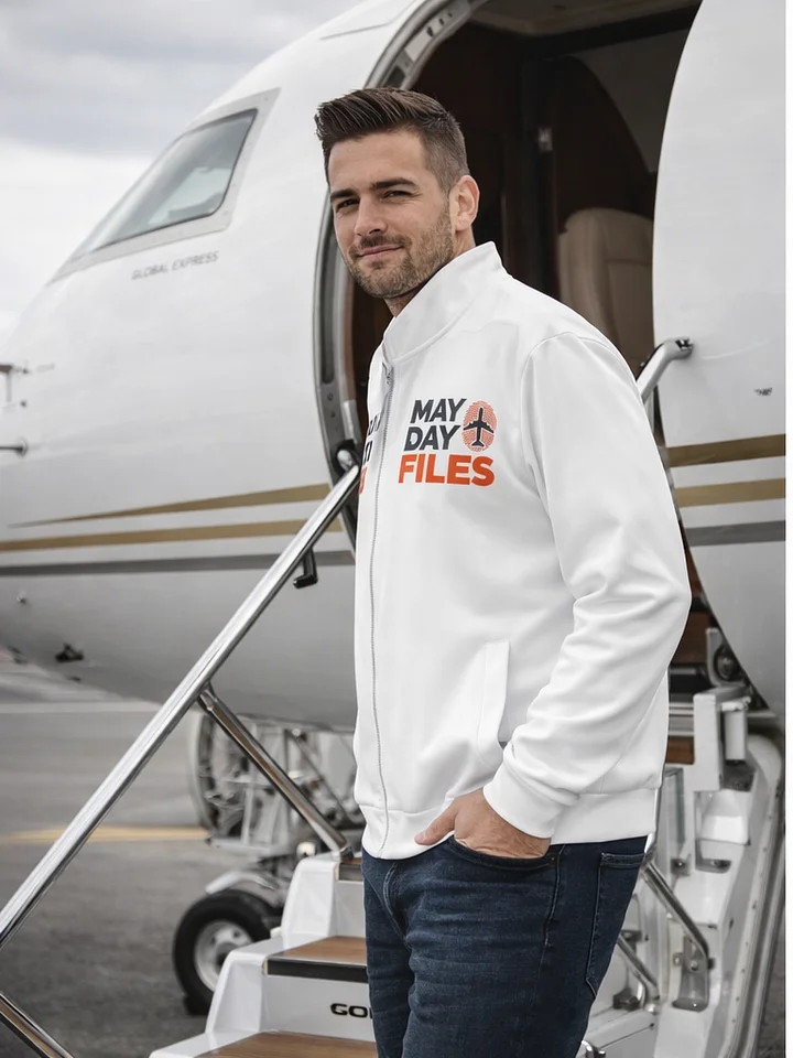Fliegerjacke mit MaydayFile Logo und organen CREW-Schriftzug product image (1)