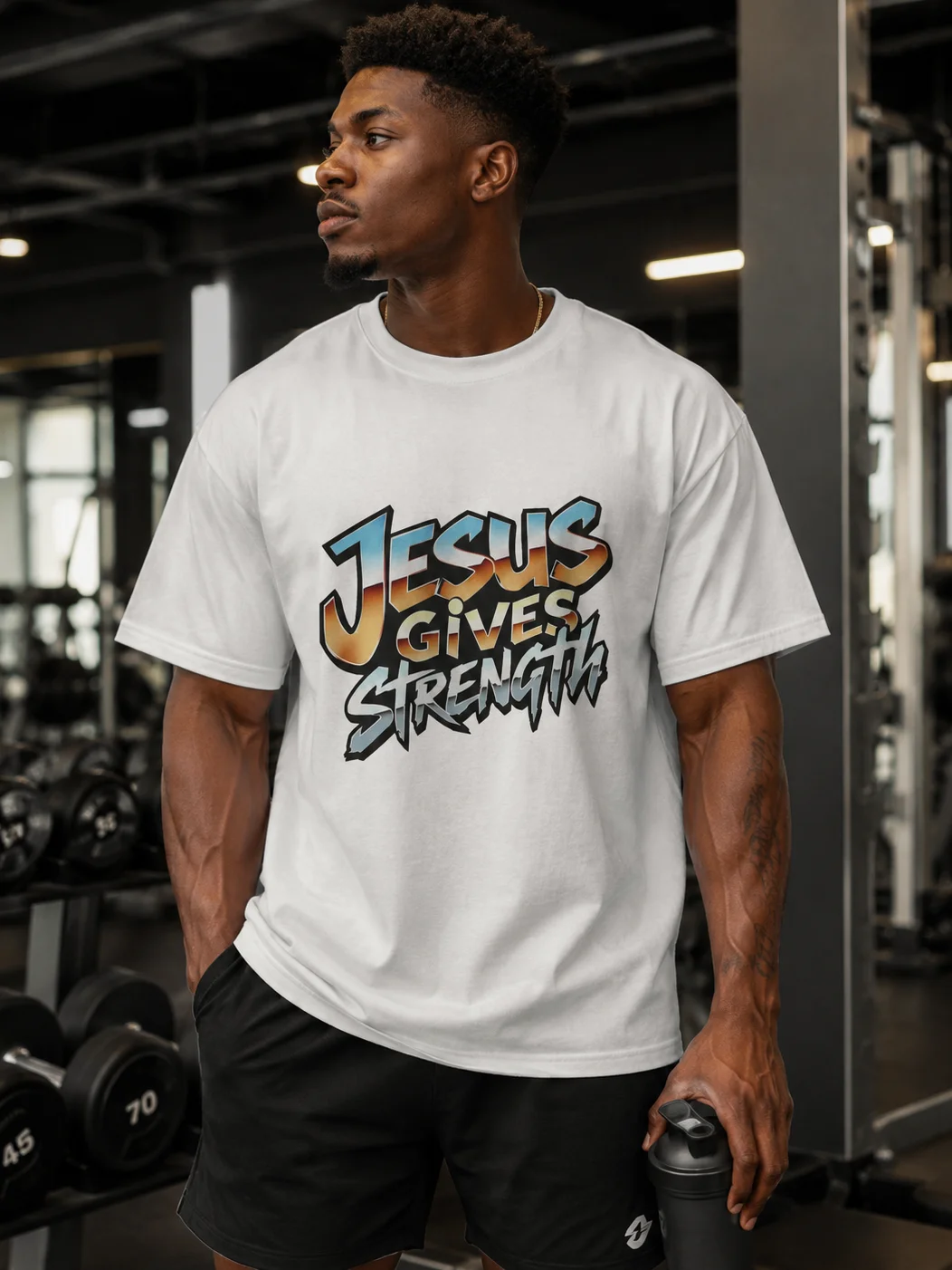 Jesus Gives Strength Workout T-shirt product image (3)