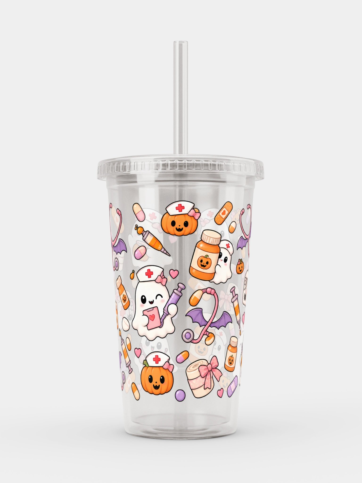 Halloween X Nurse Mashup Clear Wall Tumbler 16 Oz (473 ml) product image (1)