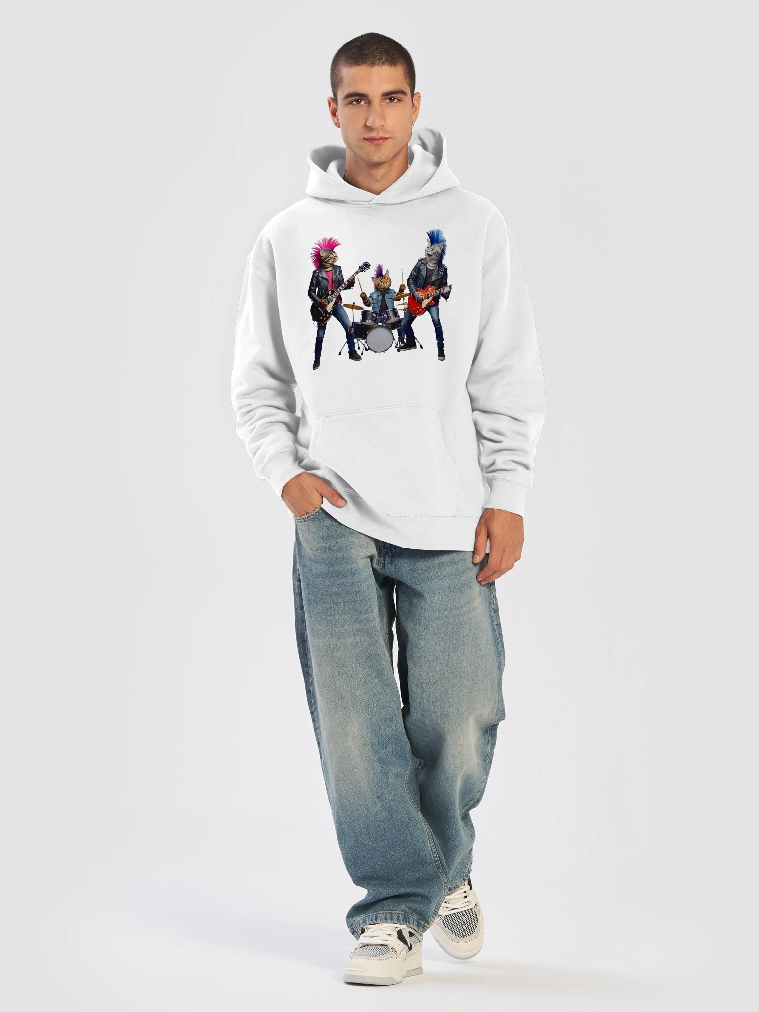 Punk Rock Cats Unisex Oversized Hoodie product image (13)