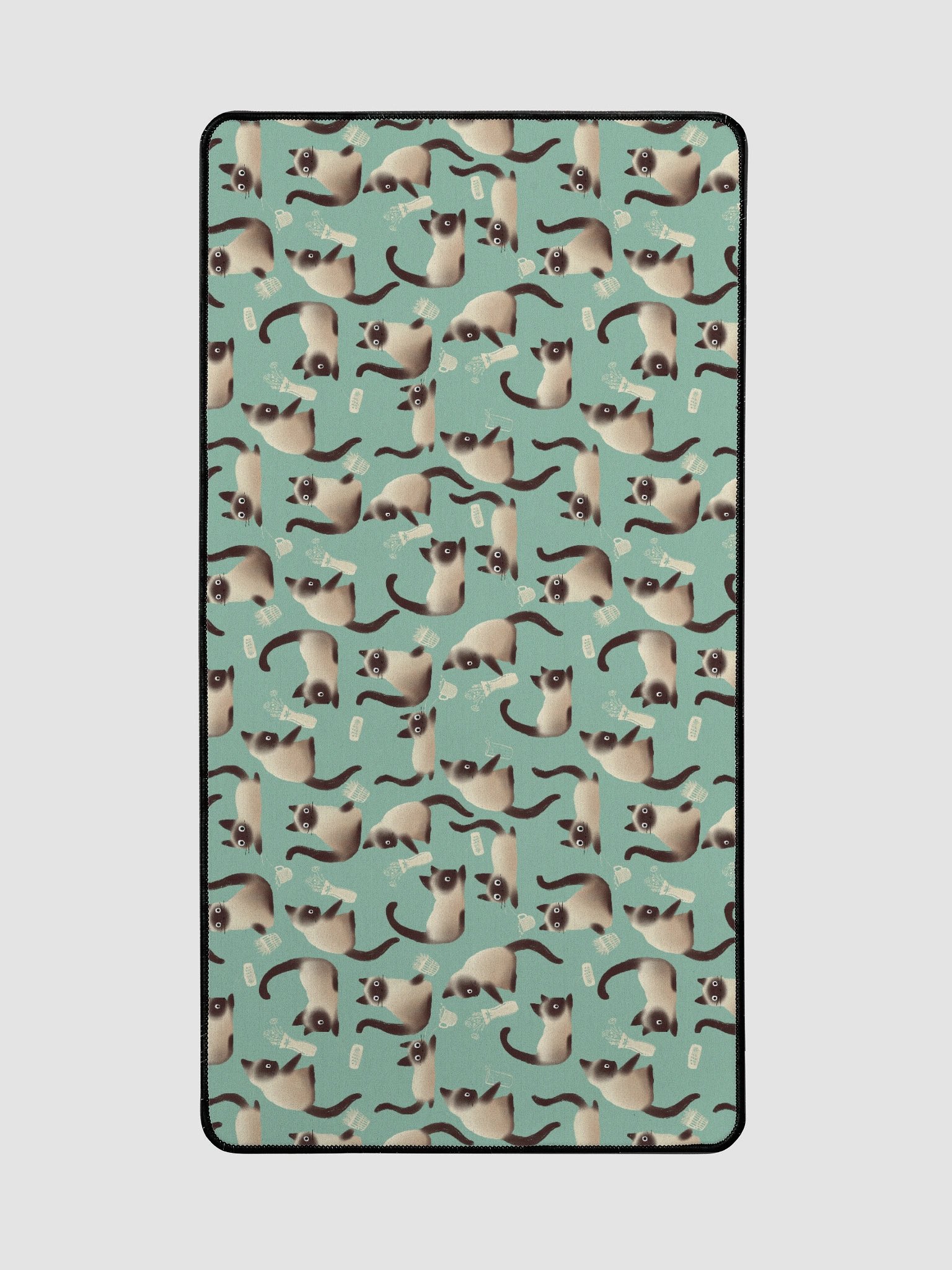 Bad Siamese Cats Knocking Stuff Over Patterned Desk Mat, Mint product image (2)
