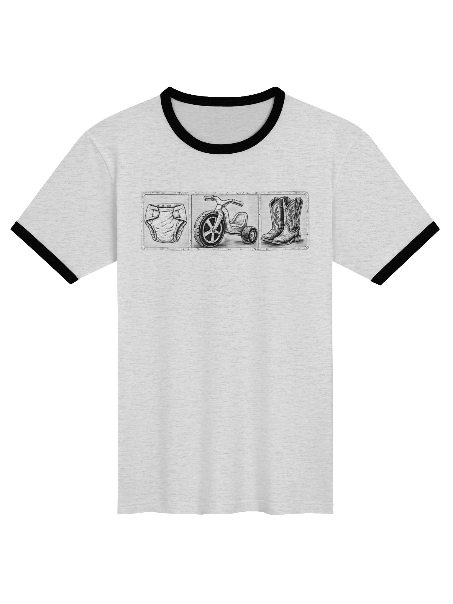 Diaper • Big Wheel • Cowboy Boots – Orson Inspired Ringer Style T-Shirt product image (1)