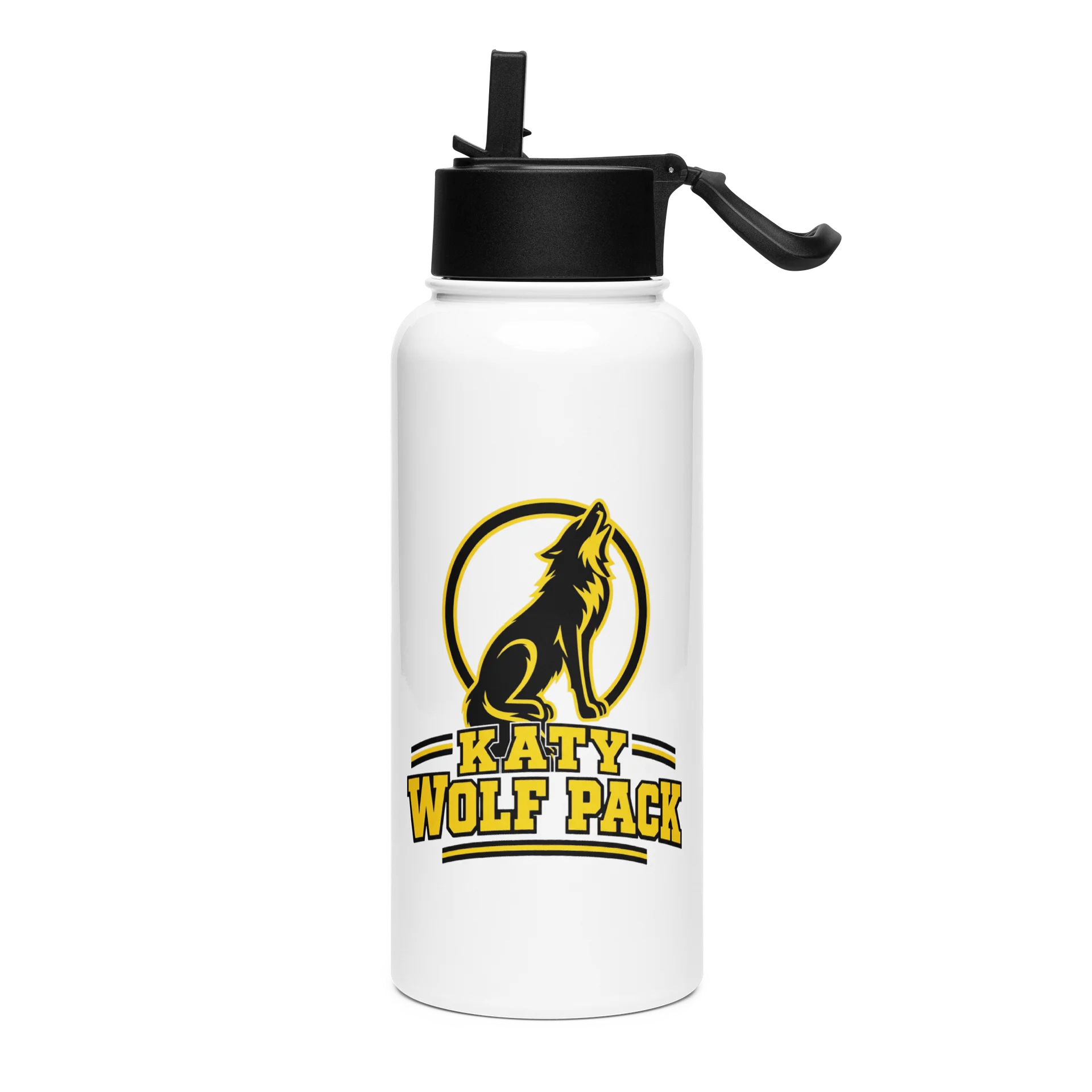 KWP Howling Wolf Straw-Lid Water Bottle (White) product image (1)