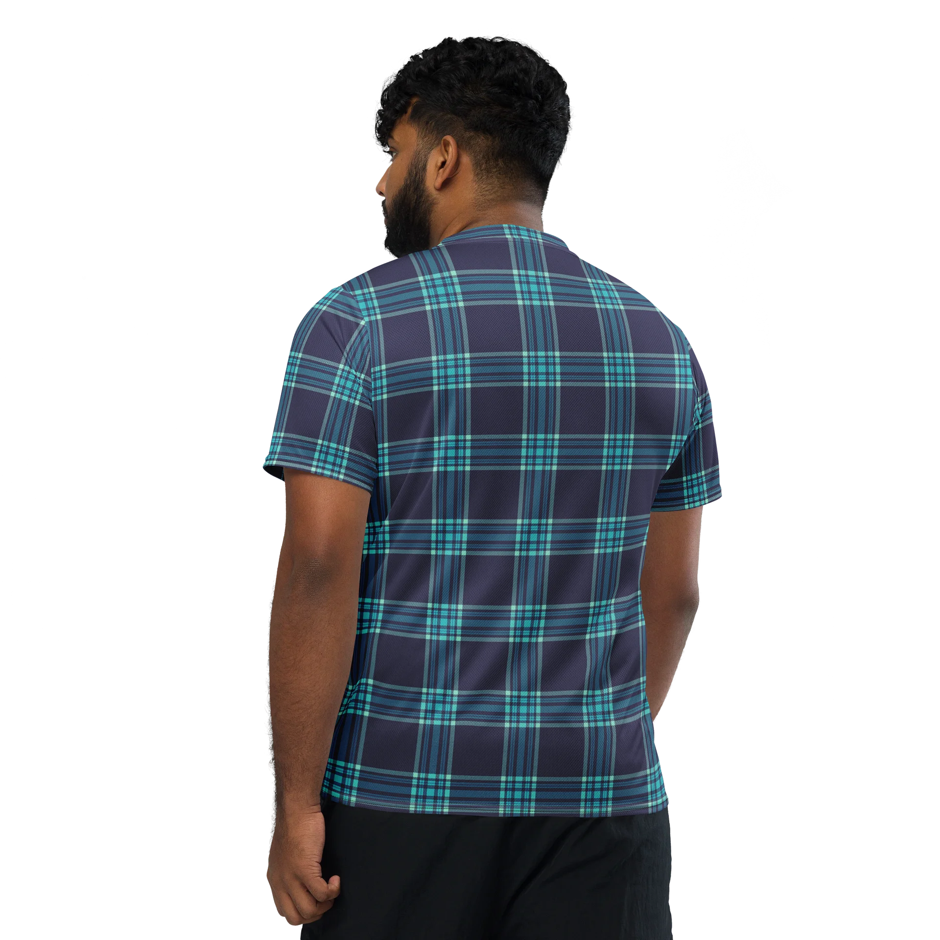 Classic Navy Blue Tartan Sports Jersey for Athletic Wear product image (3)