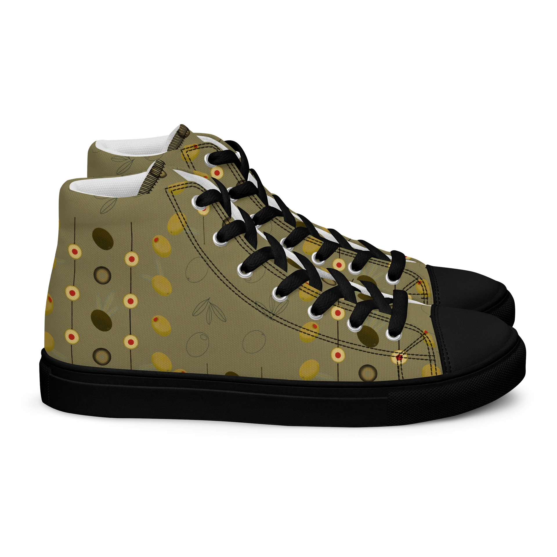 Olive Geometry Men's High Top Canvas Shoes product image (4)