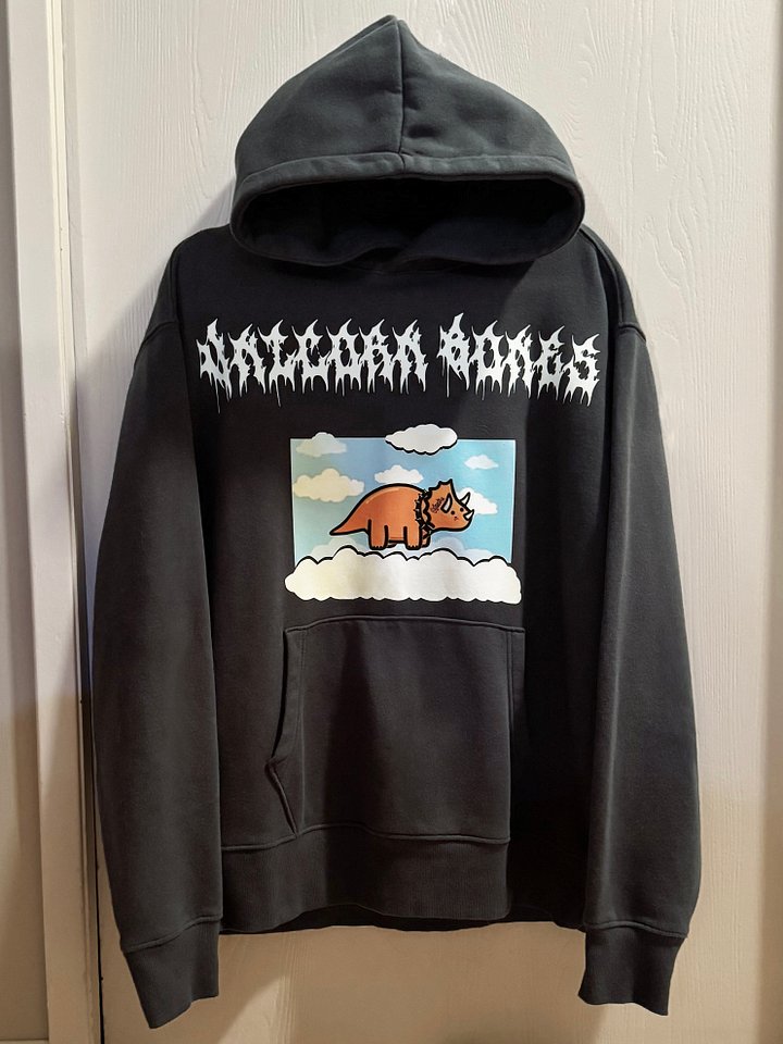 Triceratops w/ Metal Font, Charcoal Hoodie product image (2)