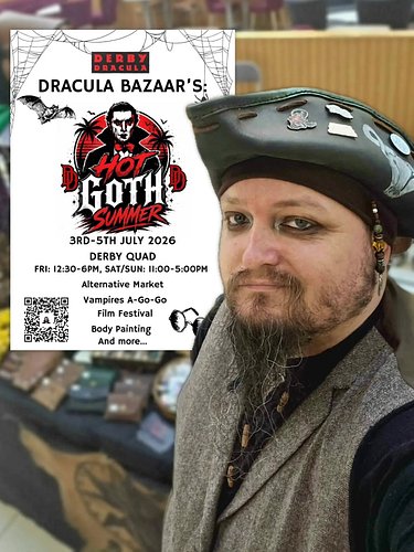 Find us, this weekend, trading at Dracula Bazaar's Hot Goth Summer at Derby Quad.... and it all kicks off tomorrow!

Come and...