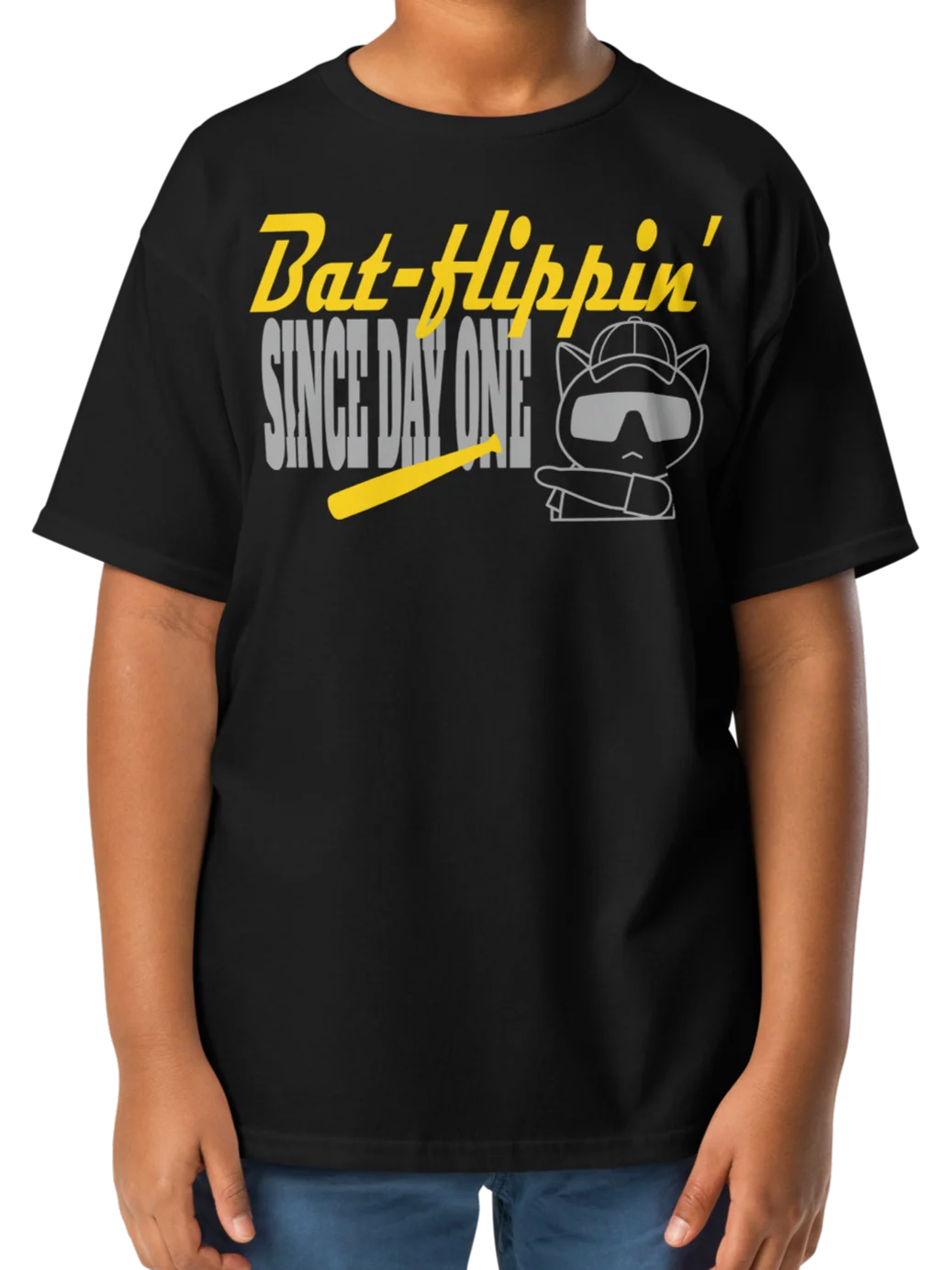 Baseball Cat (Bat-flippin' Since Day One) - Unisex Youth Heavyweight T-shirt product image (6)