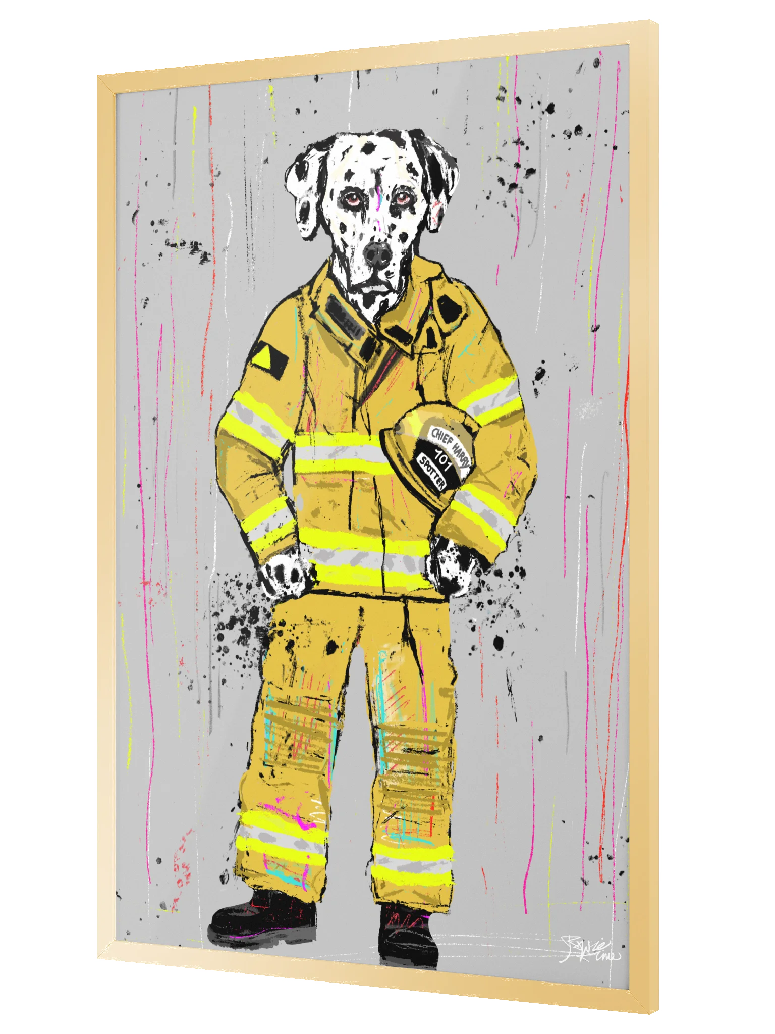 Framed Poster Wall Art: Dog Firefighter product image (3)
