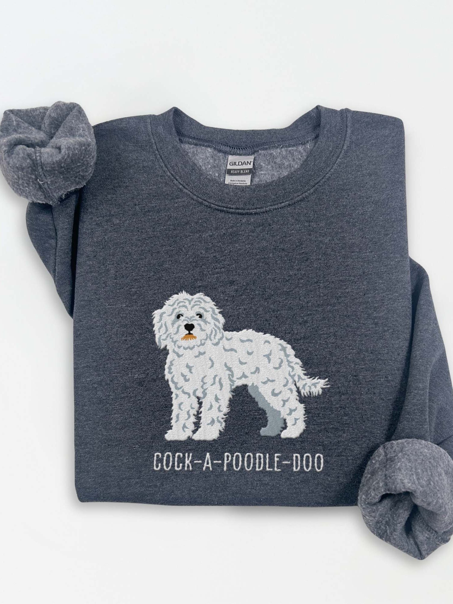 Cock-A-Poodle-Doo Sweatshirt (Embroidered) of a Cockapoo(White) product image (1)