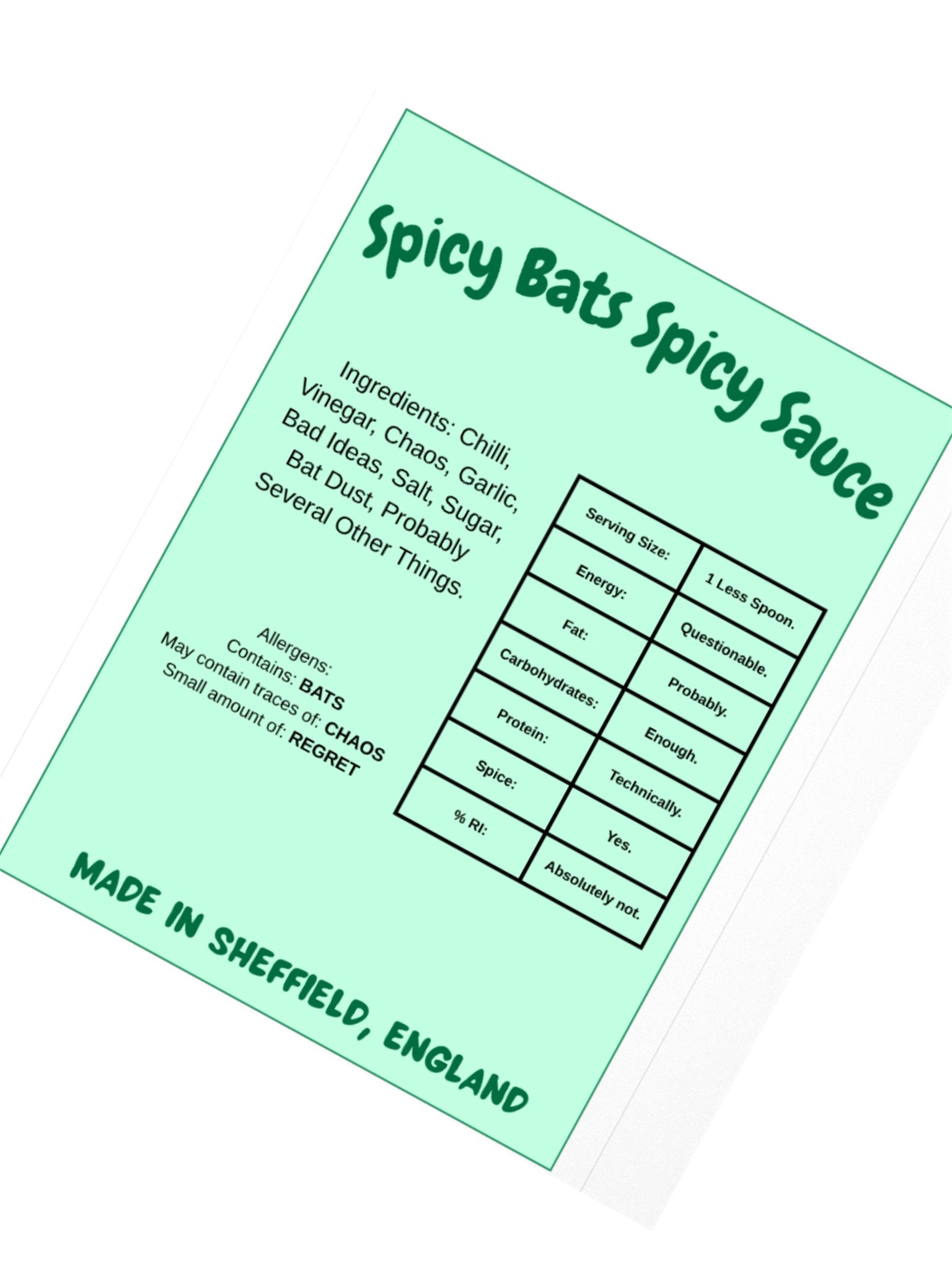 Spicy Bats Spicy Sauce Nutrients Label product image (6)