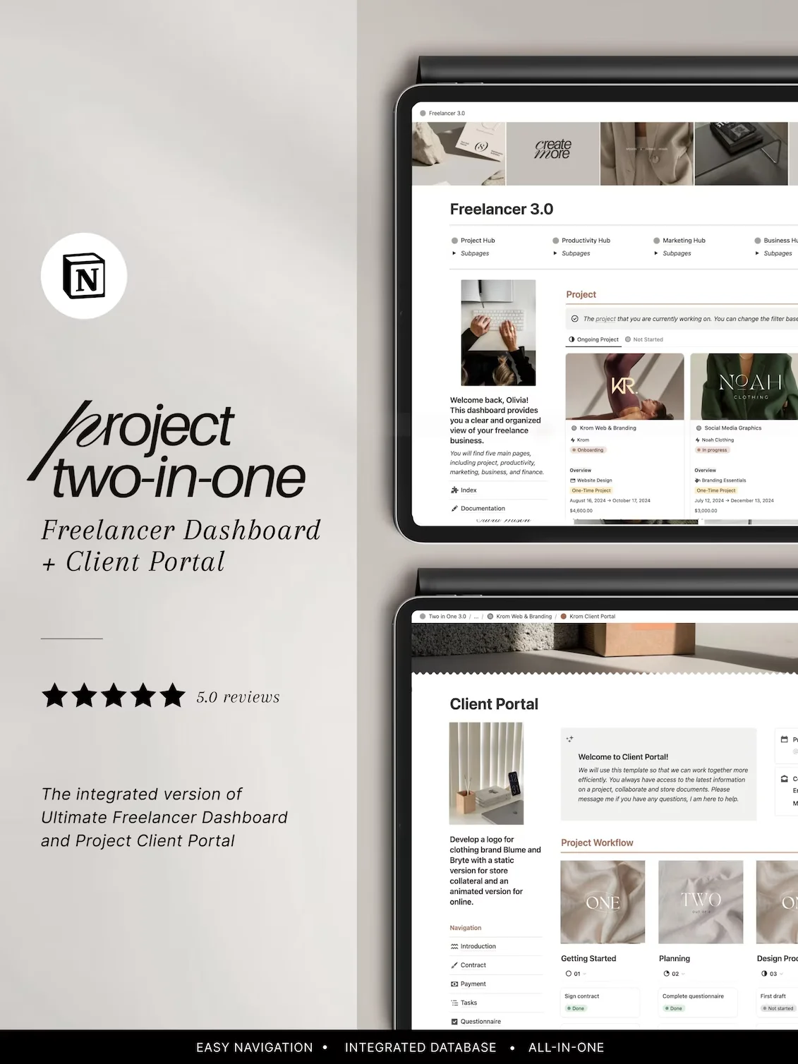 Notion Business Planner Template: Freelancer & Client Portal (Project Management) product image (1)