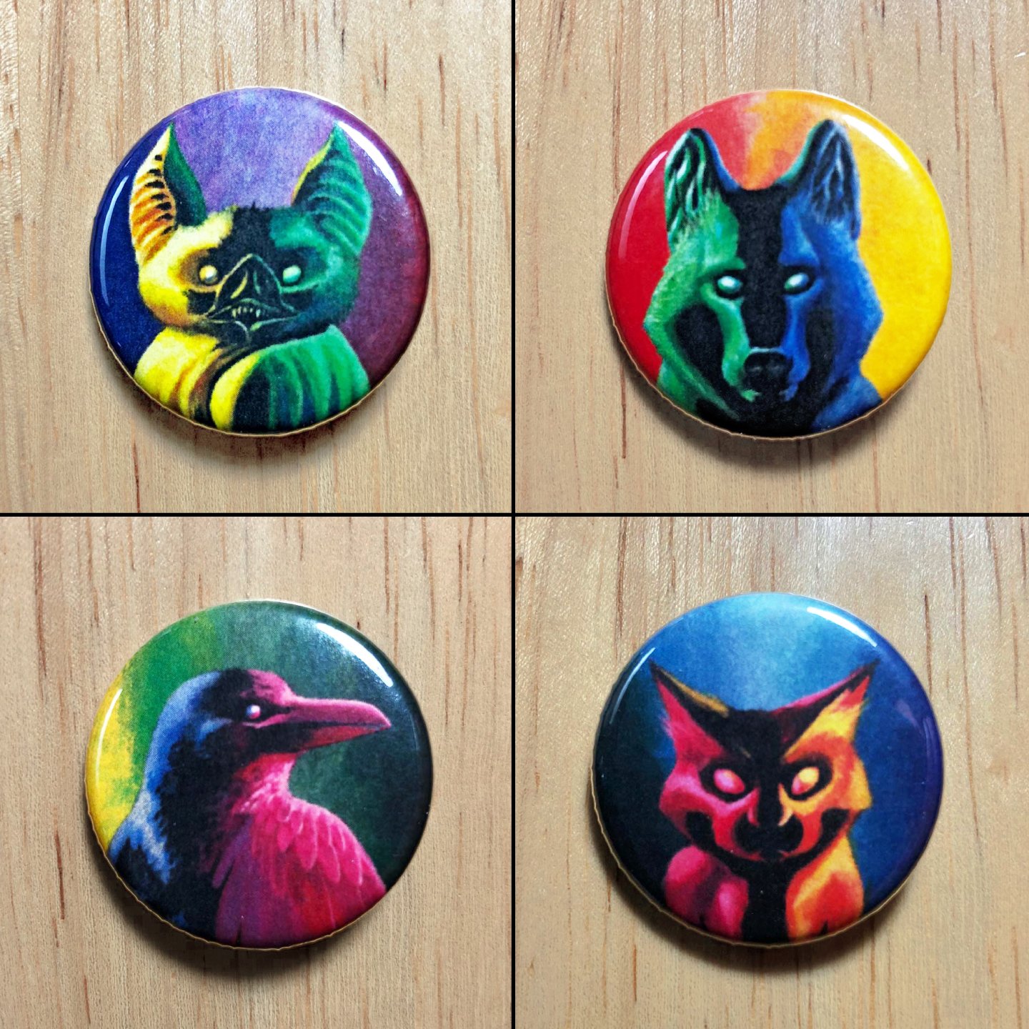 Spooky Animals Button Pin 4 Pack product image (1)