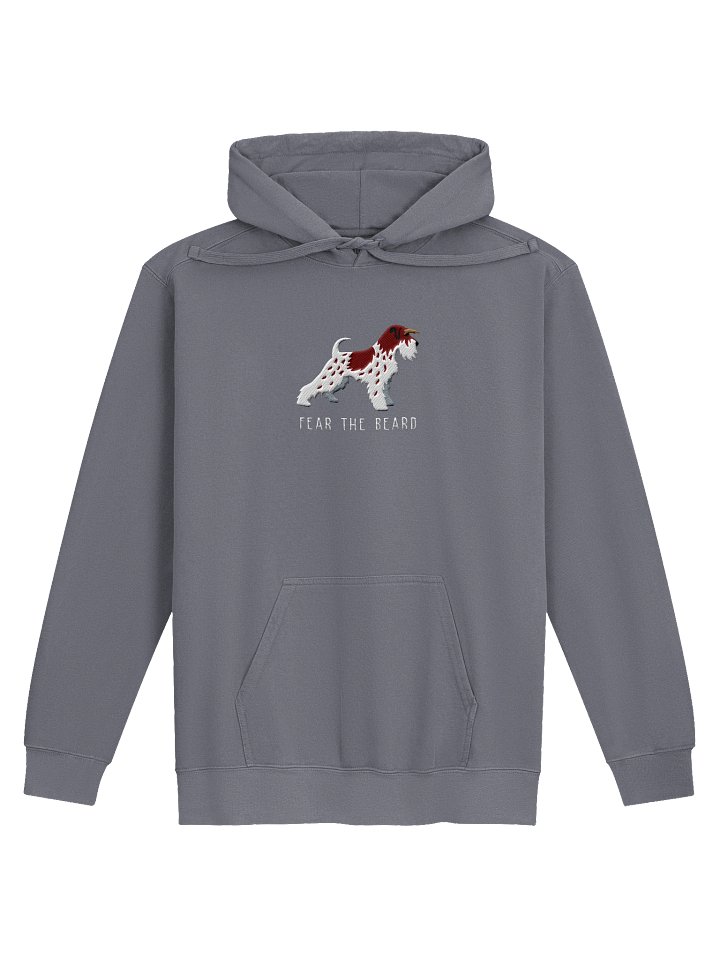 Fear the Beard Premium Hoodie (Embroidered) of a Miniature Schnauzer(Parti Liver & White) product image (13)