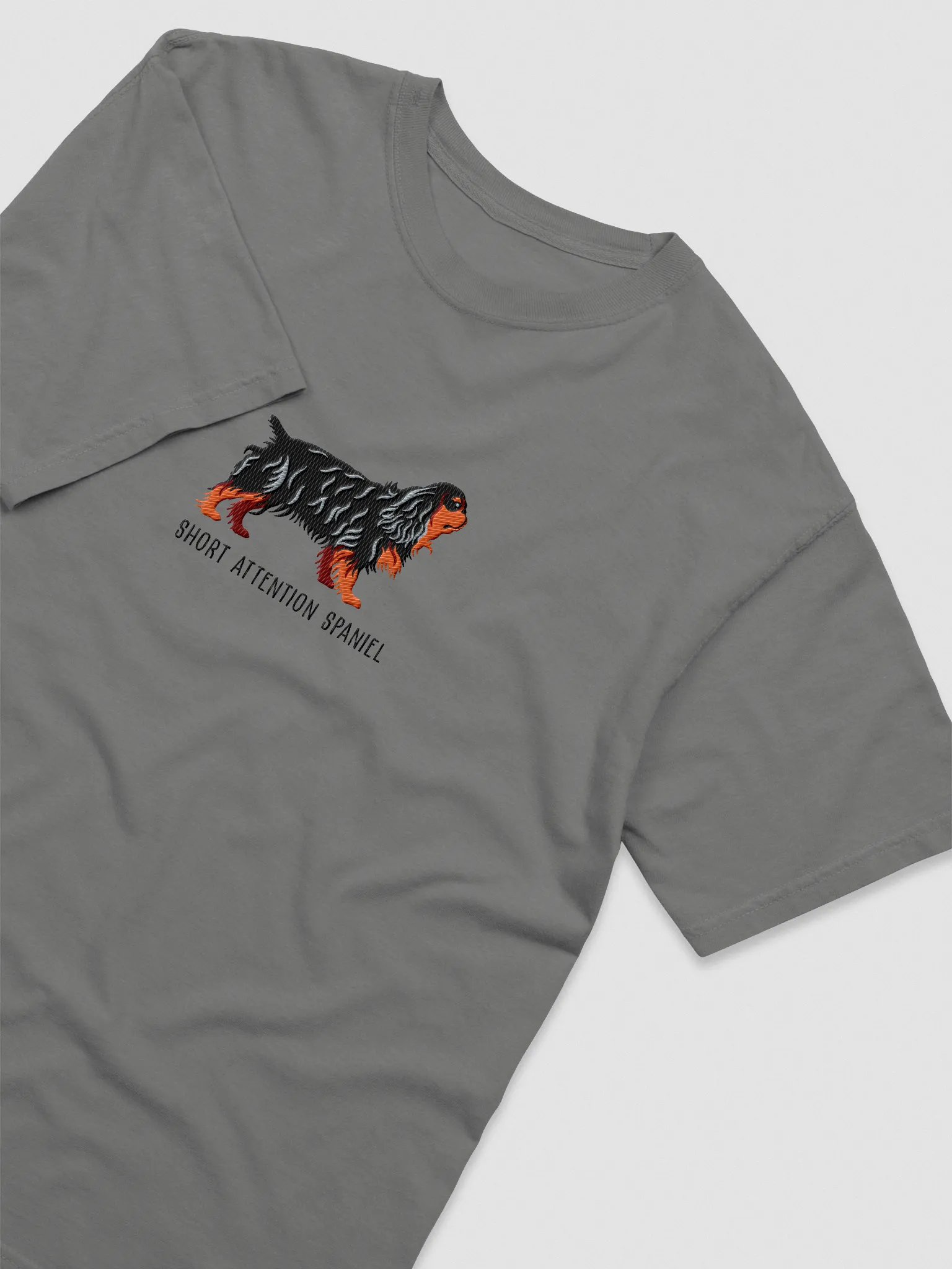 Short Attention Spaniel T-Shirt(Embroidered) of an English Toy Spaniel(Black & Tan) product image (6)