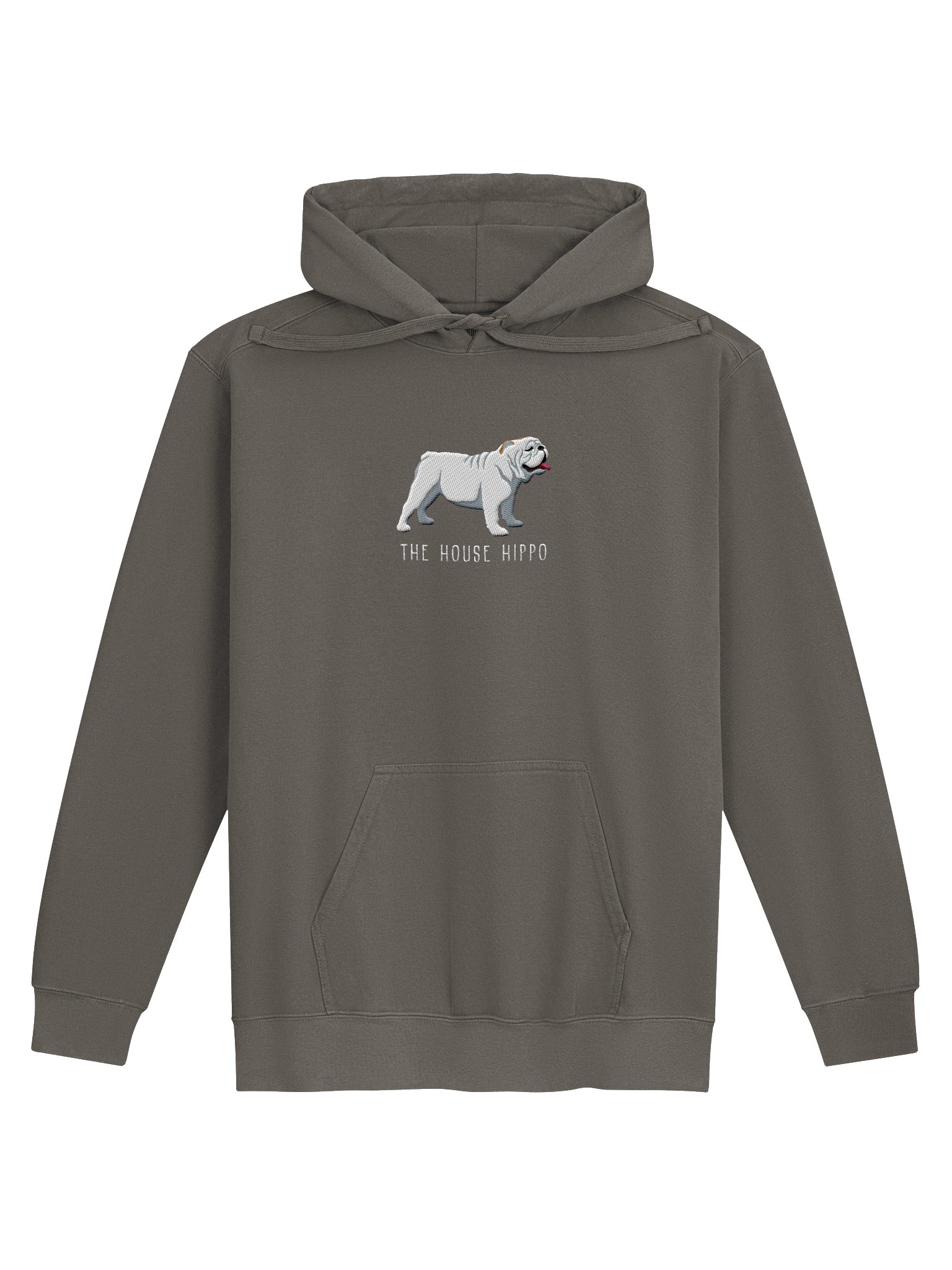 The House Hippo Premium Hoodie (Embroidered) of an English Bulldog(White) product image (5)