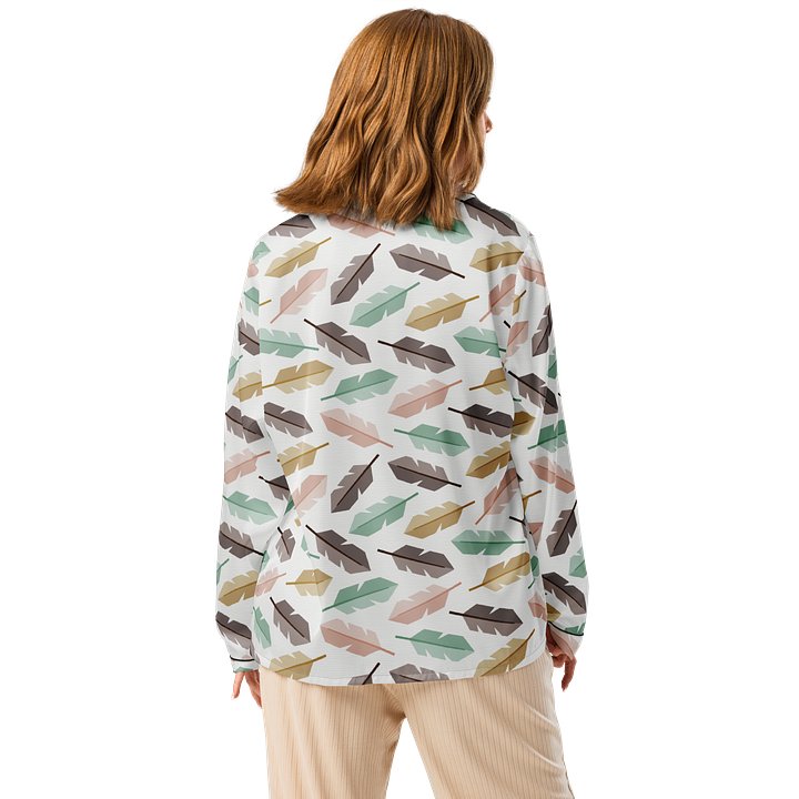 Mid-Century Modern Feathers Ladies Long Sleeve Pajama Top product image (2)