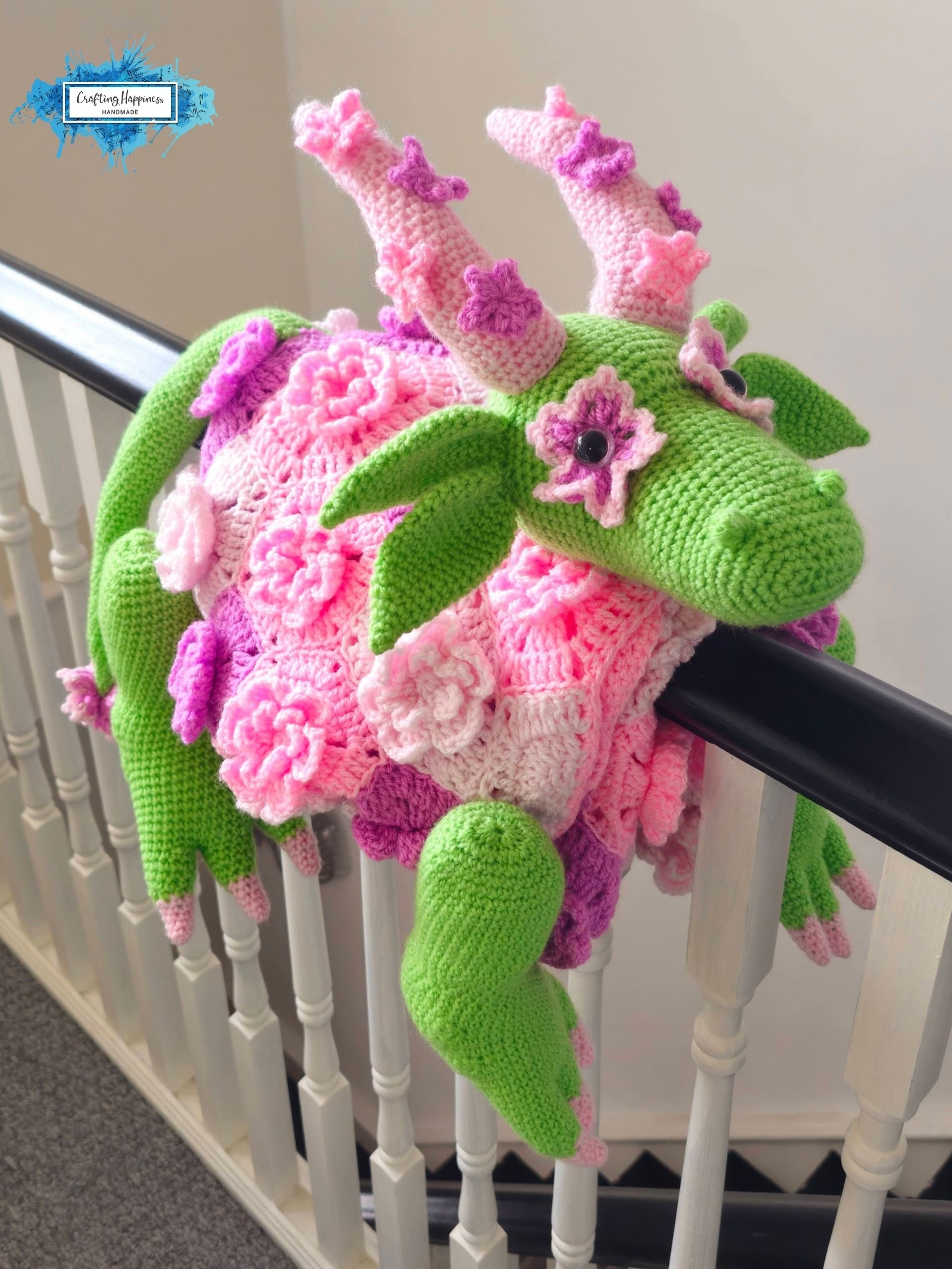 Crochet Flower Dragon Blanket Pattern | Fantasy Fairy Garden Nursery Decor | Mythical Amigurumi Toy | Graph & Written Instructions | pdf product image (10)