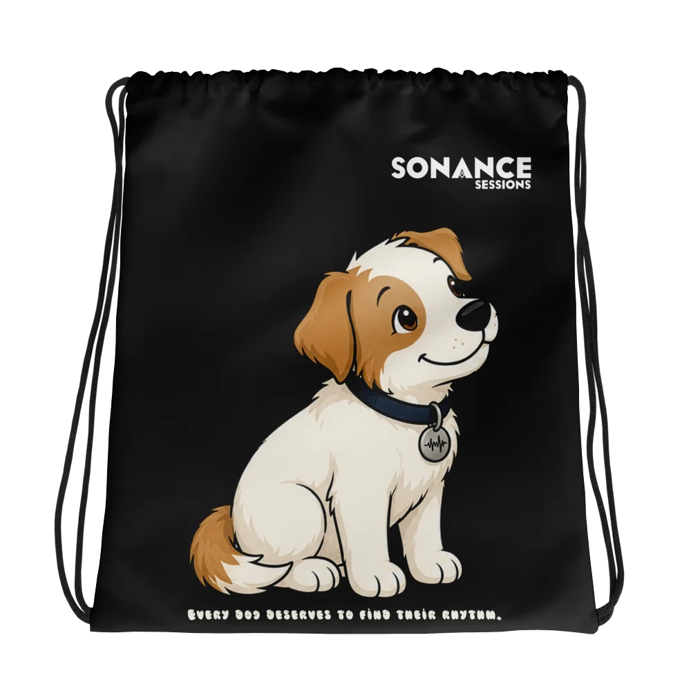 Sonance Dog Drawstring Bag (Look Up) Black product image (1)