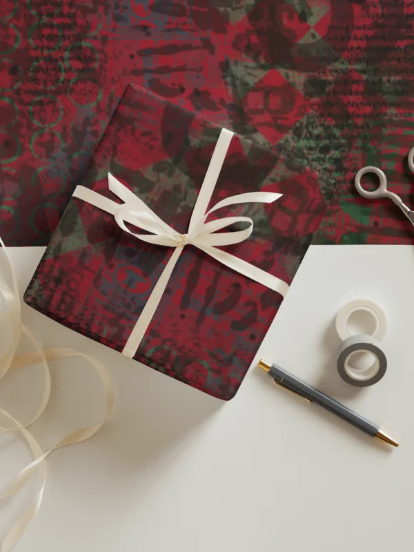 Red Green Grunge Wrapping Paper product image (7)
