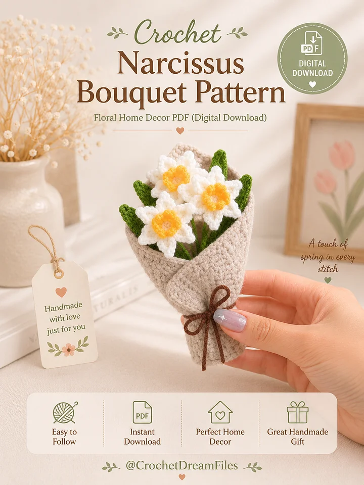 Crochet Narcissus Bouquet Pattern product image (1)