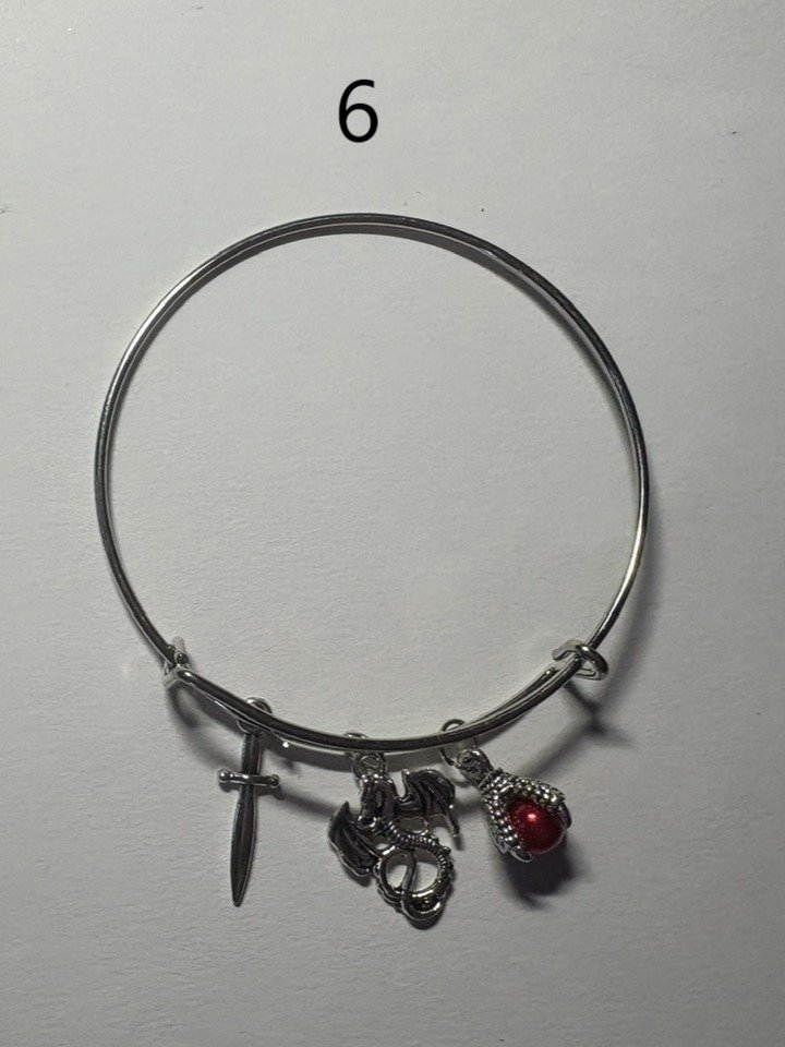 Silver Tone Bangle Charm Bracelets – Choose Your Numbered Style product image (6)