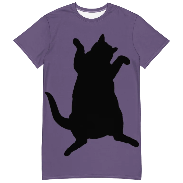 Dancing Demeowcracy Feline Purple T-Shirt Dress product image (3)