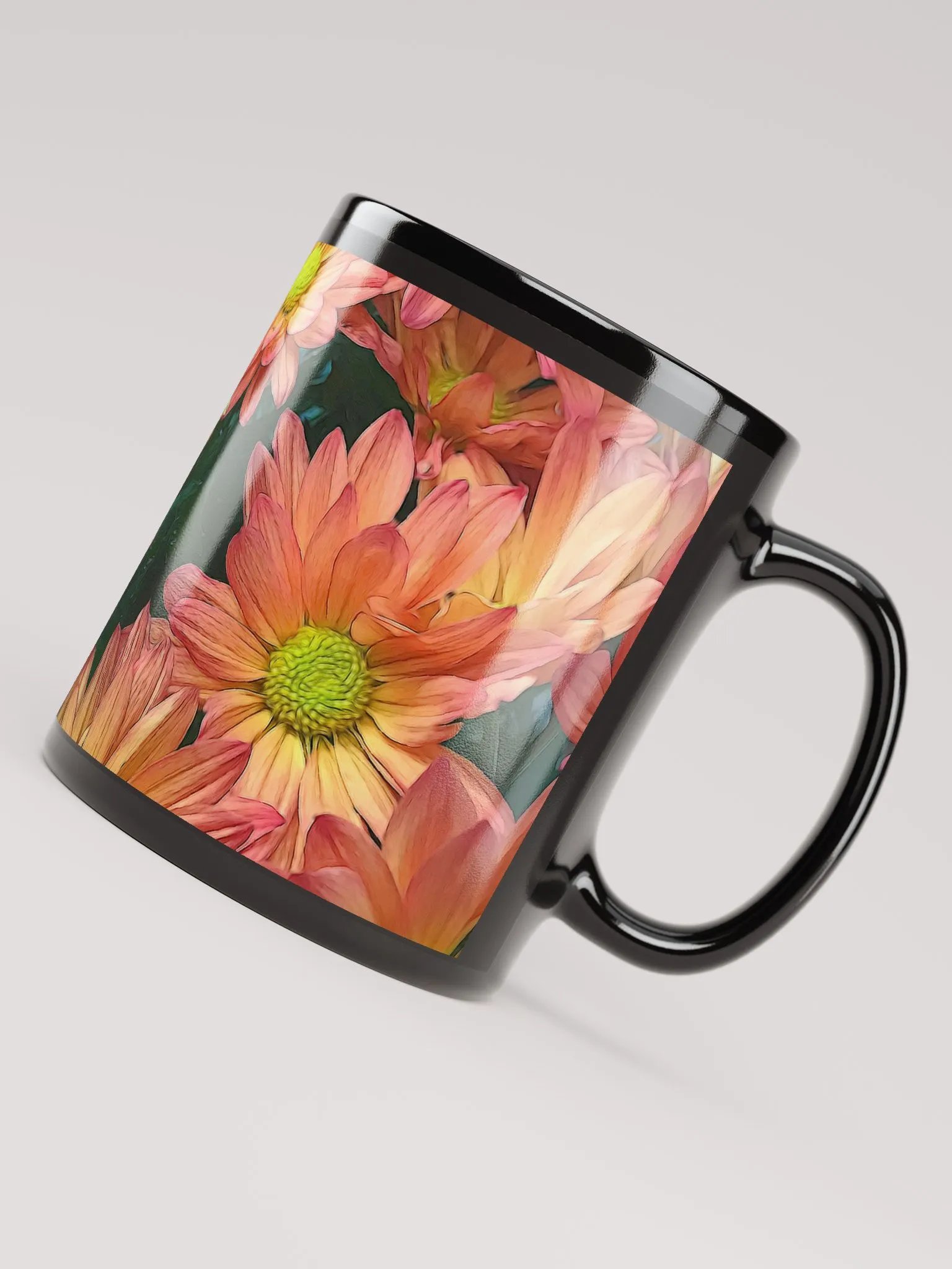 Cream and Pink Daisies Black Coffee Mug product image (7)