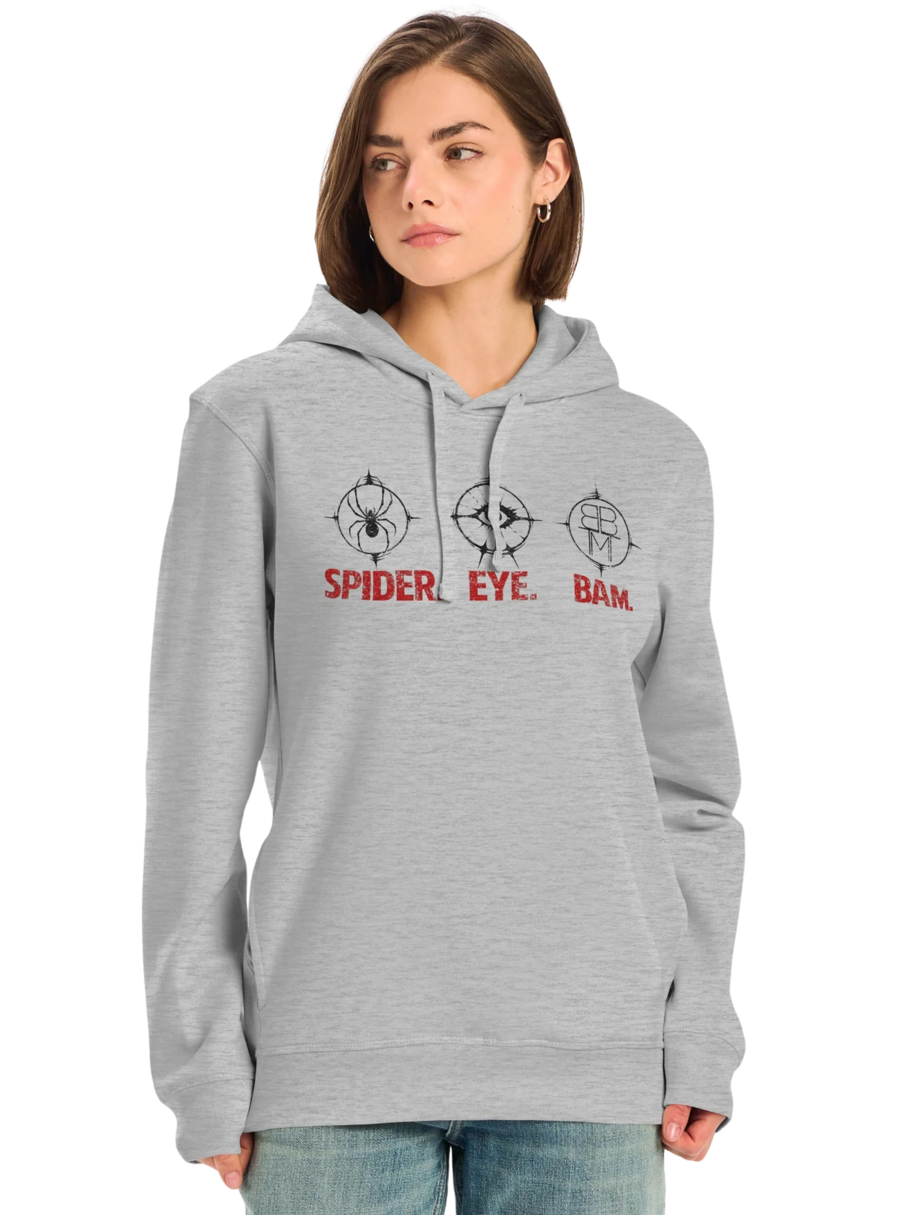 "SPIDER. EYE. BAM." Unisex Hoodie (Side Pockets) product image (2)