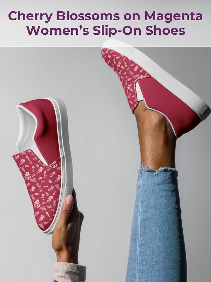 Cherry Blossoms on Magenta Floral Women's Slip-On Canvas Shoes product image (1)