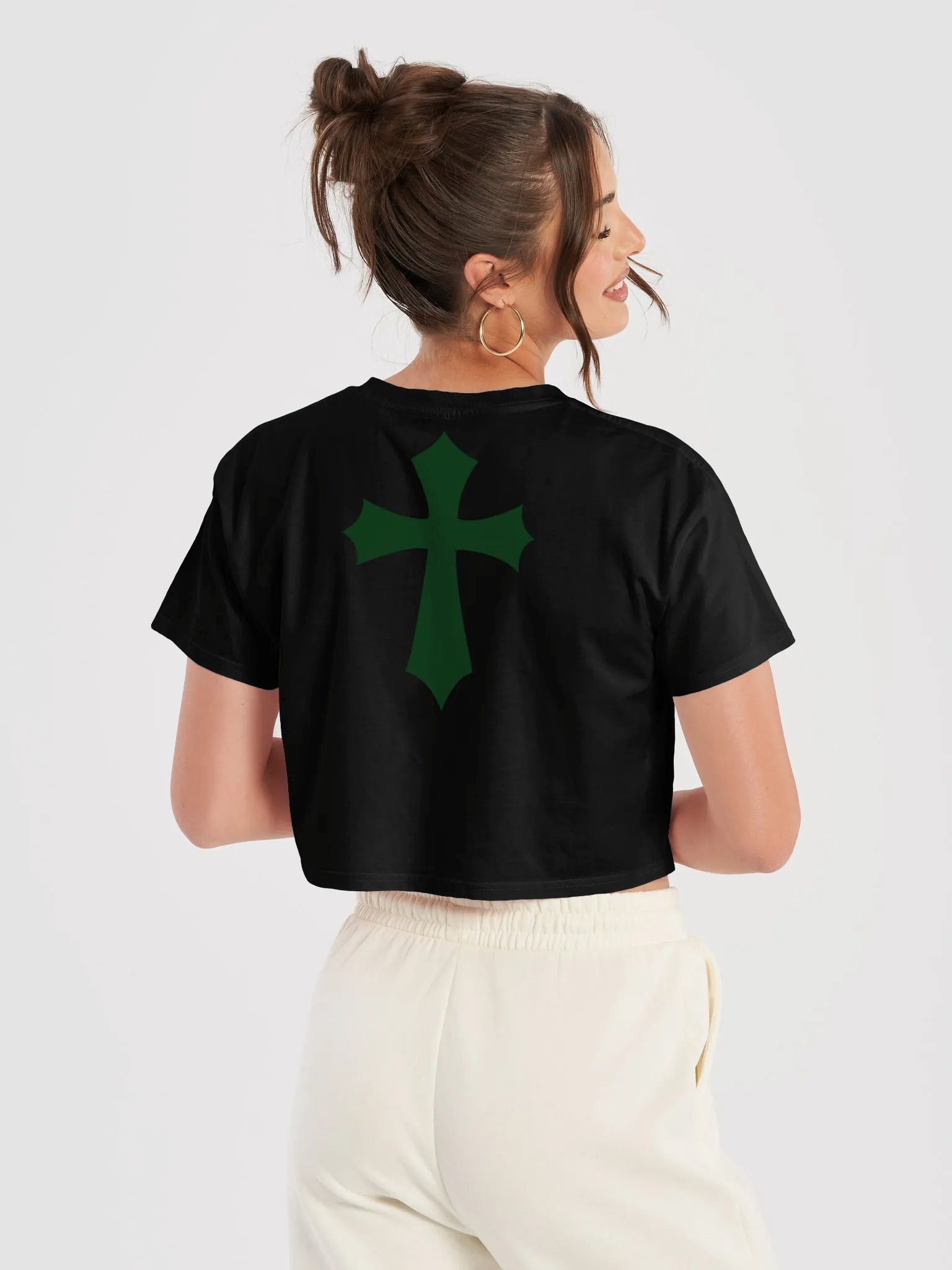 LIL SHOOE Minimal Dark Green Text Crop Top product image (8)