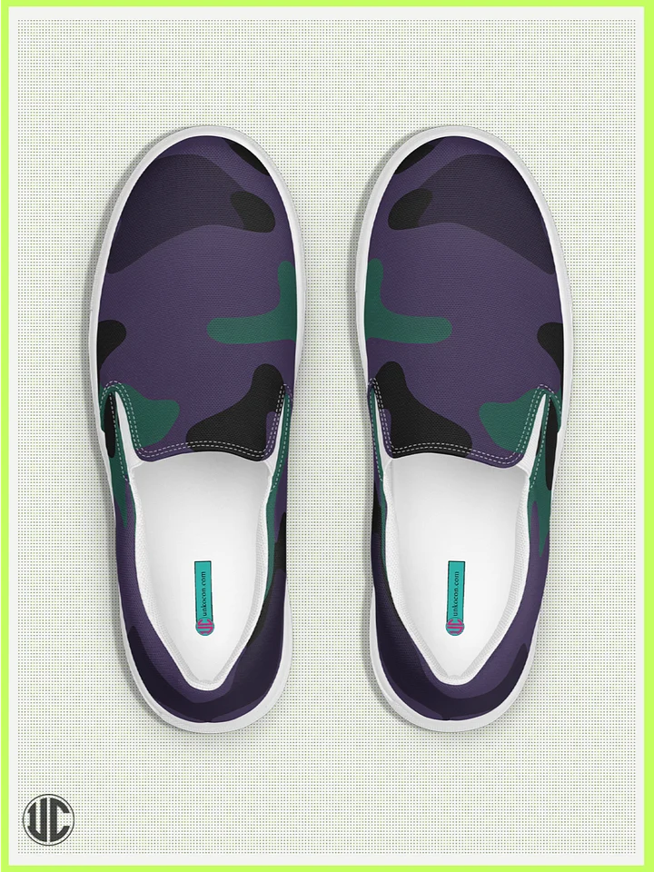 UnkoCon – Midnight Purple Camo Women’s Slip-On Shoes product image (1)