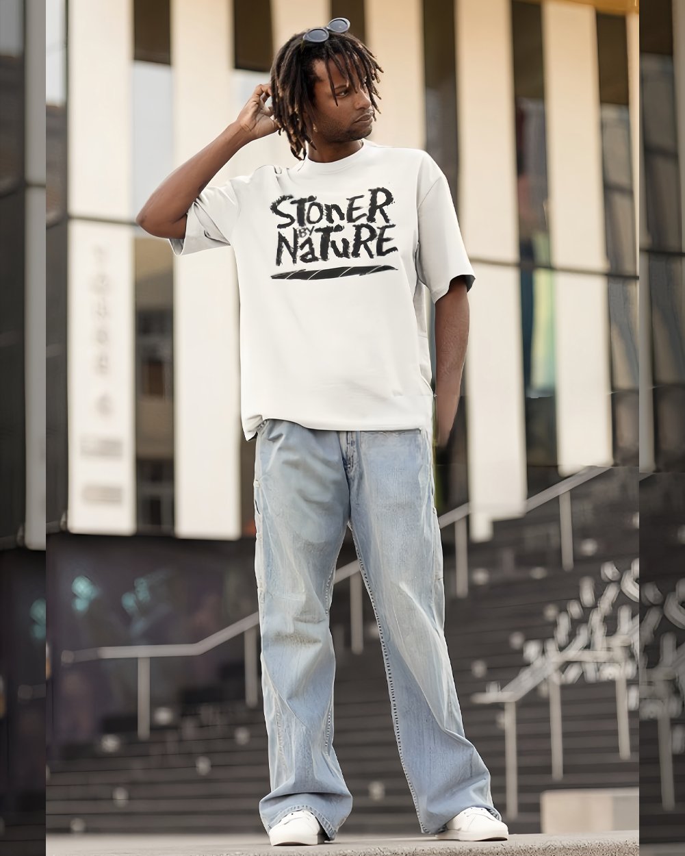 STONER BY NATURE BLACK JOINT TEE WHITE product image (2)